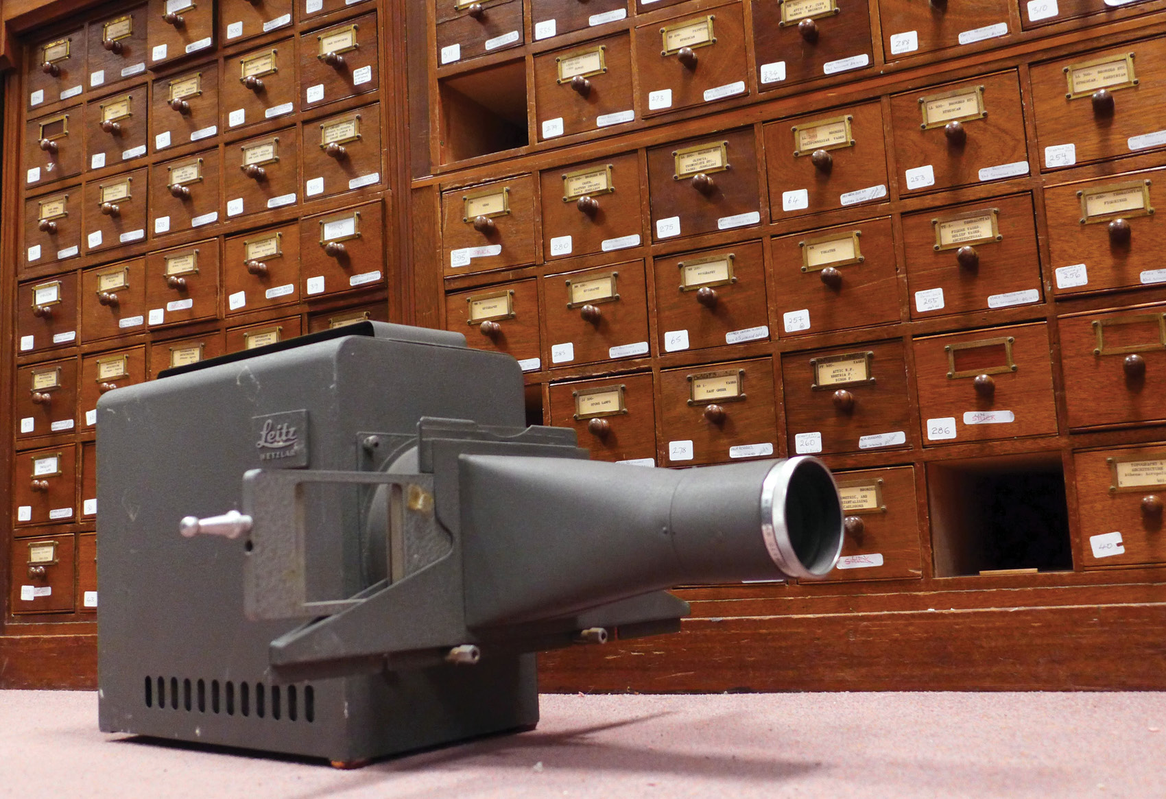 left A 1950s lantern-slide projector, belonging to the Institute of Archaeology, Oxford one of a number of such found during HEIR’s recent survey of the university’s archives.