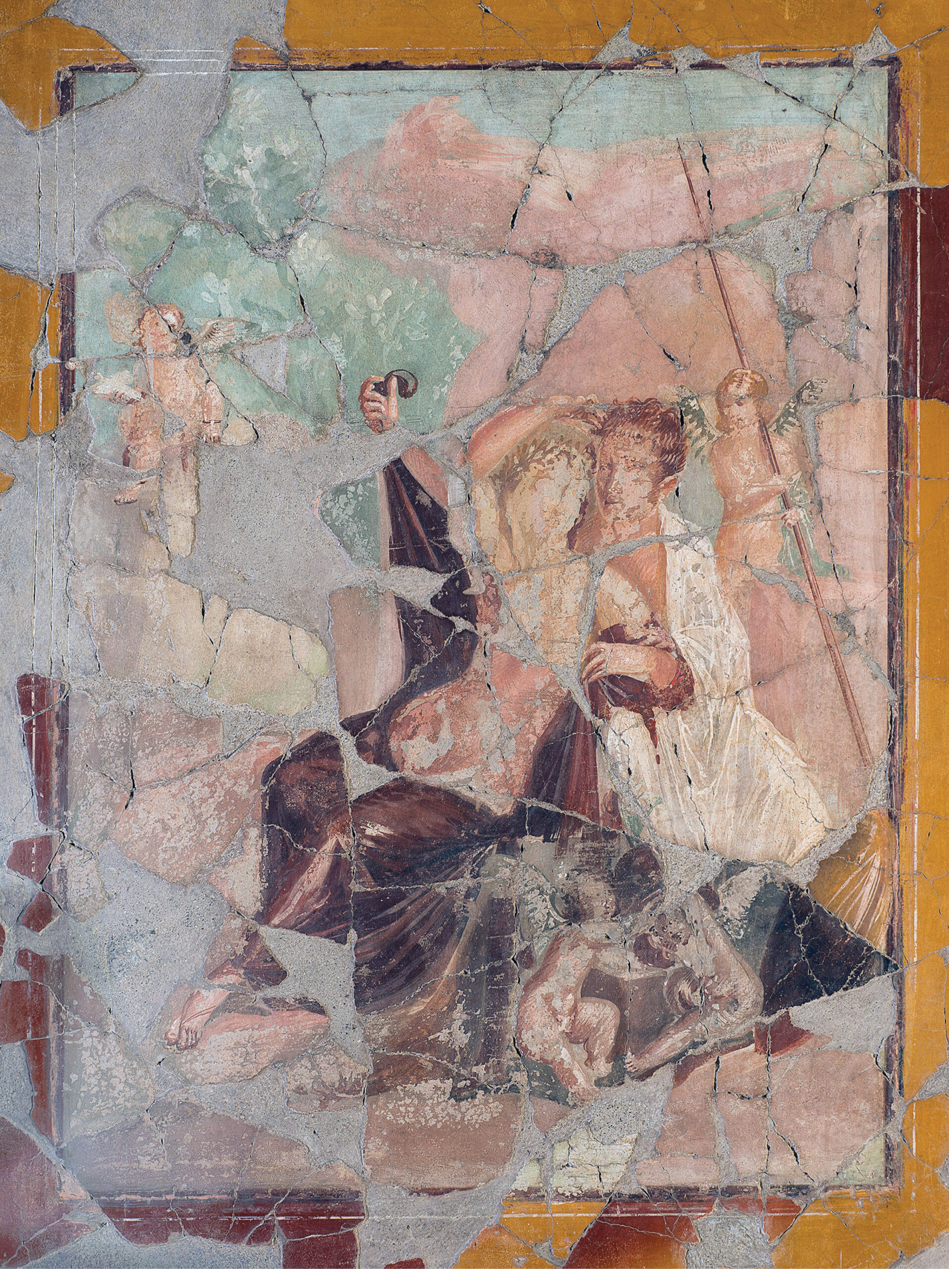 above The central scene painted on the east wall of the house’s reception room shows Mars and Venus in an amorous embrace, with Cupid figures around them.