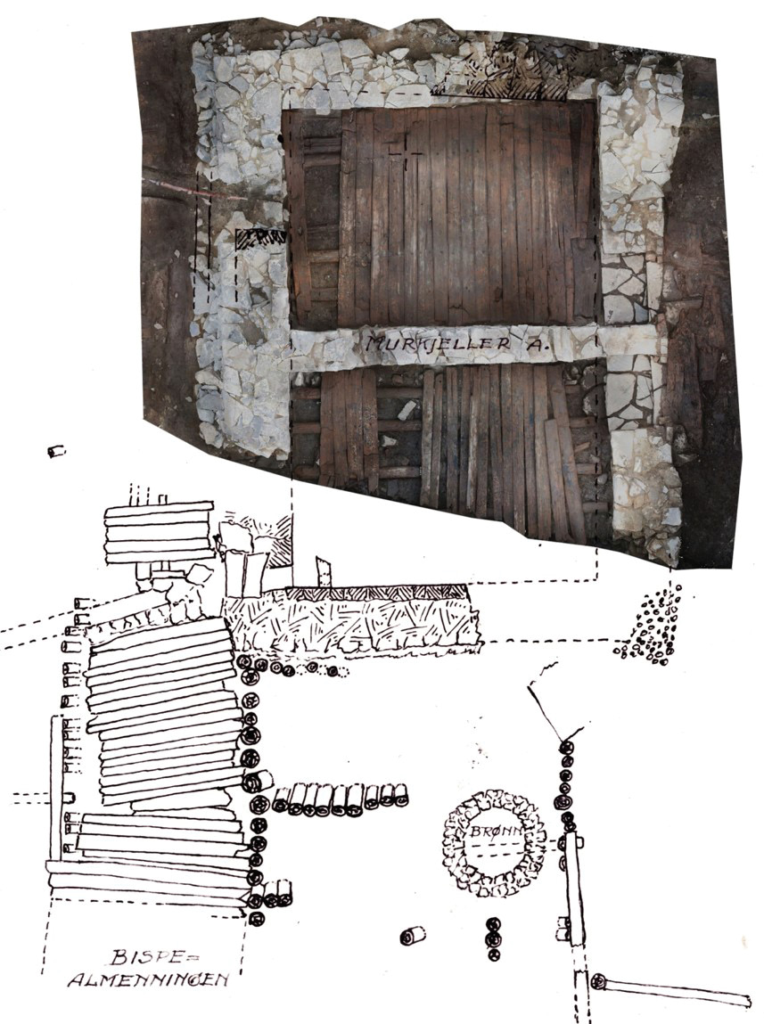 RIGHT On occasion, excavations slotted seamlessly on to features recorded during much earlier work. Here, the plan of a 13th-century medieval stone building partially excavated in the 1950s can be overlain on the portion investigated during the Follo Line Project. It looks as though the structure was used for both living in and as a storage space, and its top floor may have acted as an assembly hall.