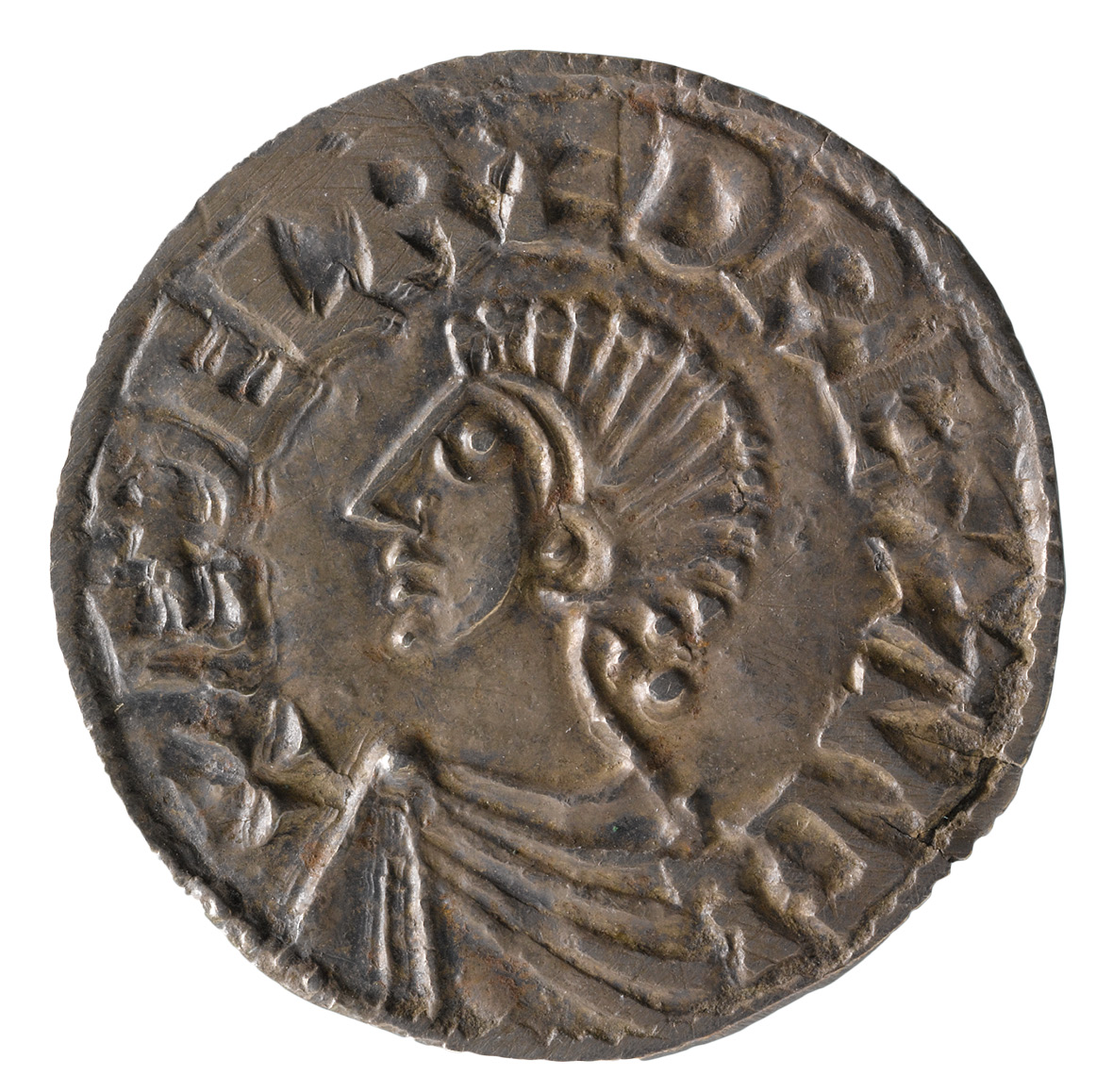 BELOW A high point in Exeter’s story came in the late Saxon period, when it was fortified as a burh and became an important mint. This is a Long Cross coin of Æthelred II (r. 978-1013 and 1014-1016), minted in the town by the moneyer Dunstan.