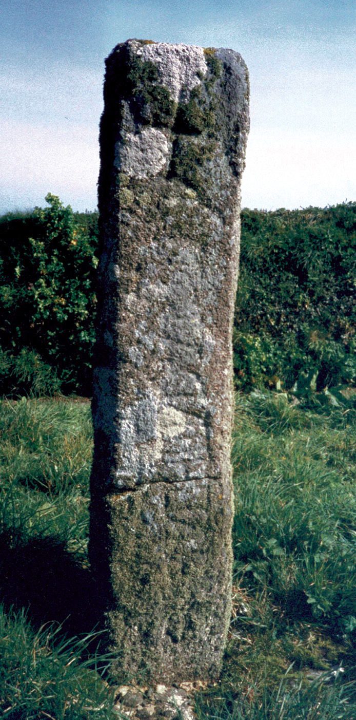 ABOVE Evidence of the links between Irish and Cornish Christians in the 6th century comes from the inscription on this memorial stone, later reused as a wayside cross, two miles west of St Endellion, Cornwall. The Latin inscriptions says: ‘Here lies Brocagnus, son of Nadottus’. The name Brocagnus occurs on several stones in the area and must have been relatively common at the time: it means ‘little badger’ in Irish (as with broc in Welsh and brock in Old English)