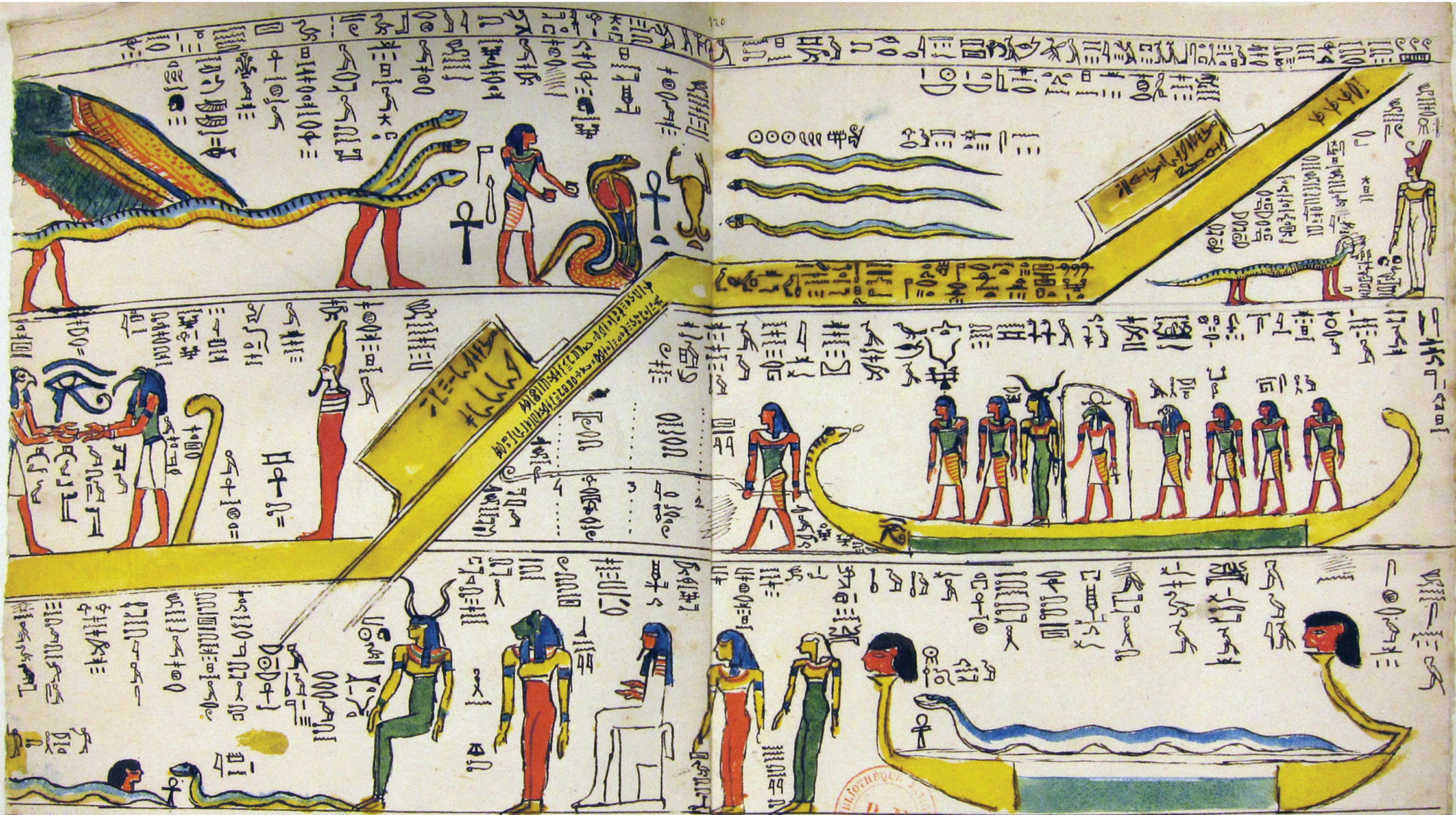 above A hand-drawn and -coloured page from Jean-François Champollion’s notebooks.
