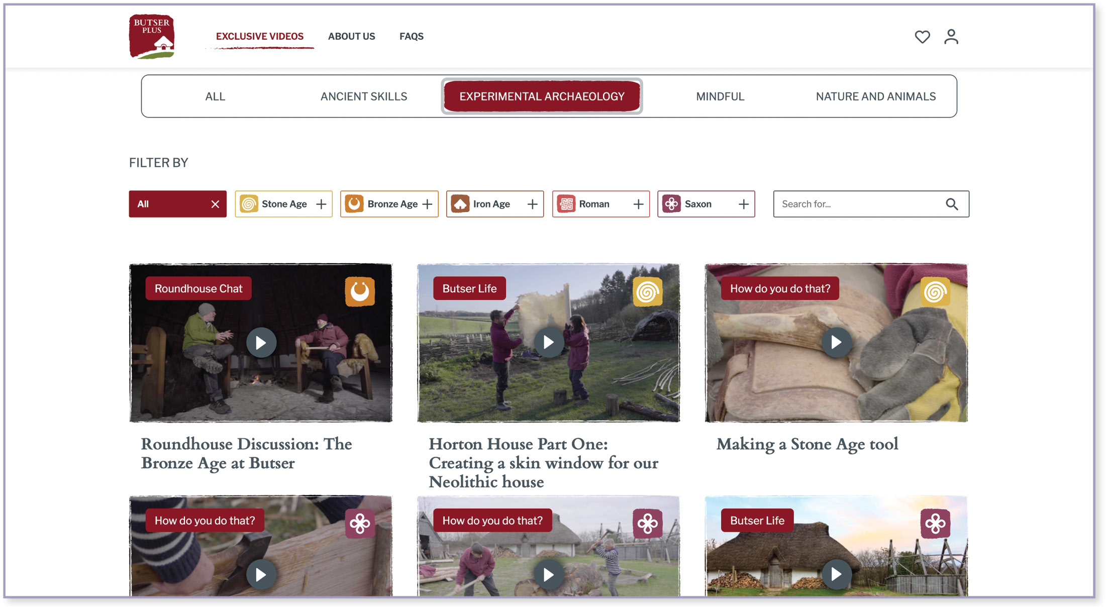 ABOVE A screenshot showing some of the exclusive videos available to subscribers to Butser Plus, the Farm’s new virtual platform to share their archaeological experiments.