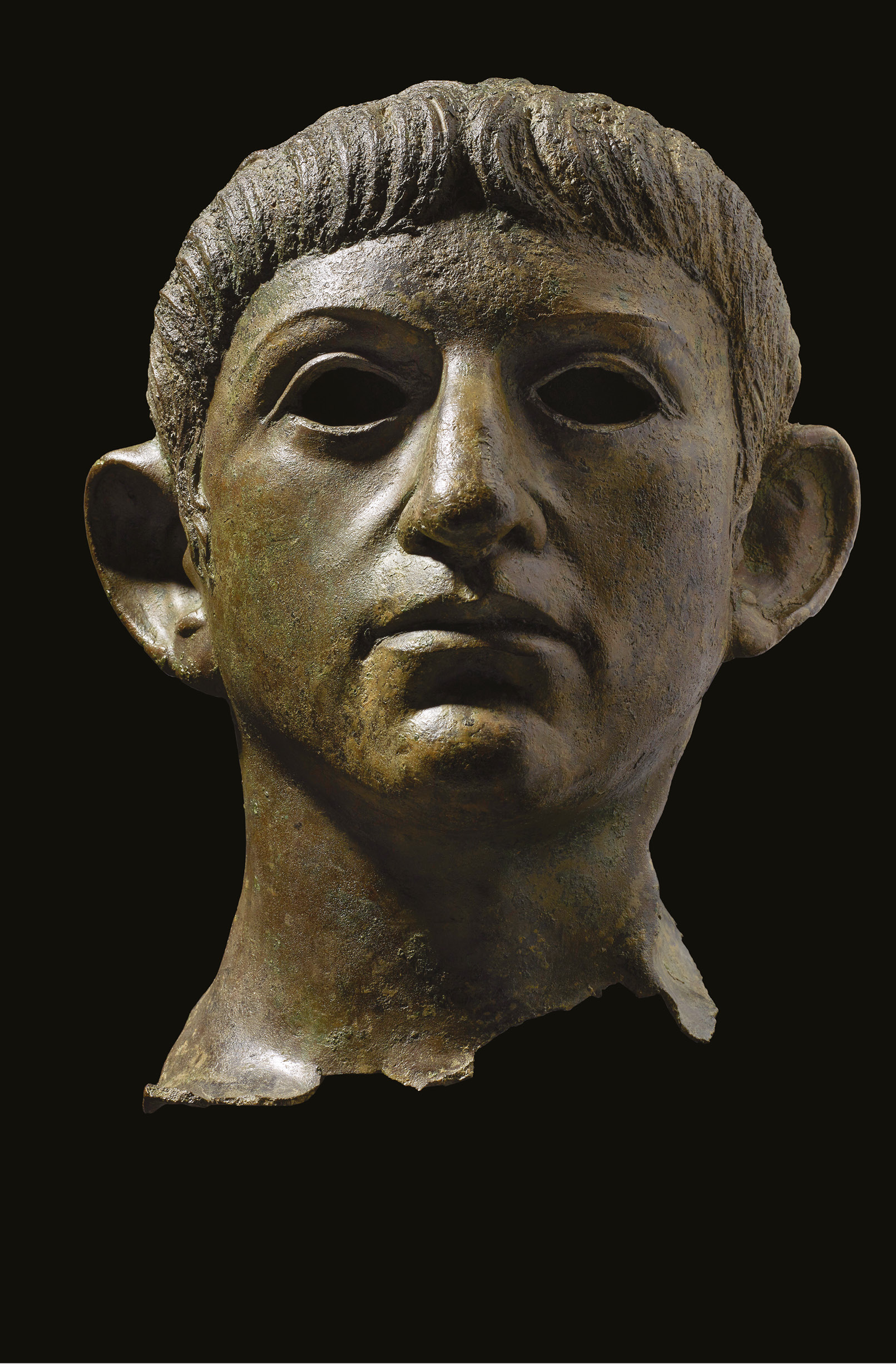 left This bronze head, with its distinctive close-cropped fringe and prominent ears, is thought to depict the emperor Nero. It had been torn from a larger statue and deposited in the River Alde possibly by Iceni rebels who rose against the emperor in AD 60/61. The head currently forms part of a new British Museum exhibition exploring the life and times of the emperor.