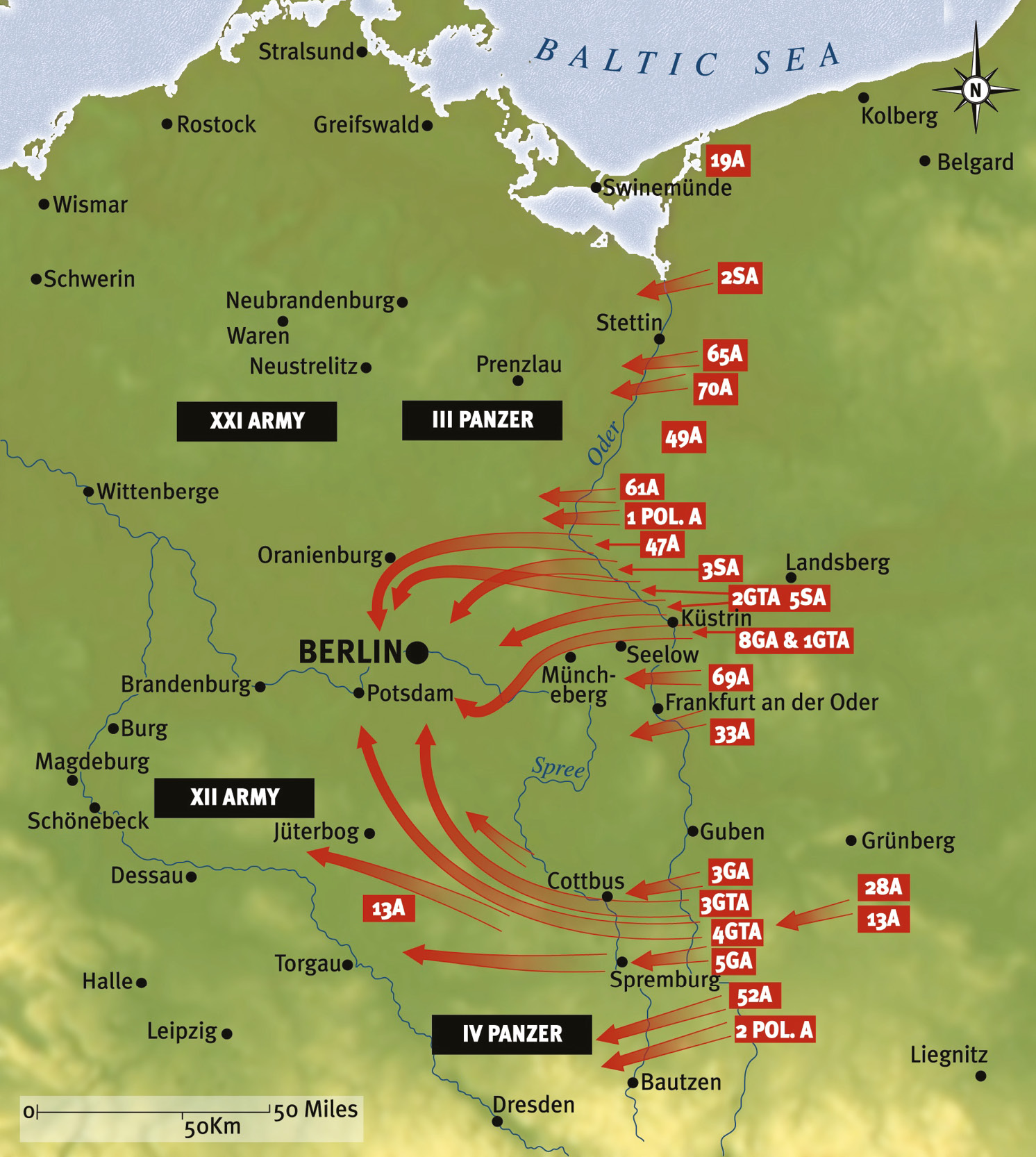 BELOW Plan of the final Soviet offensive against the Third Reich designed to encircle Berlin and then capture the Nazi capital.