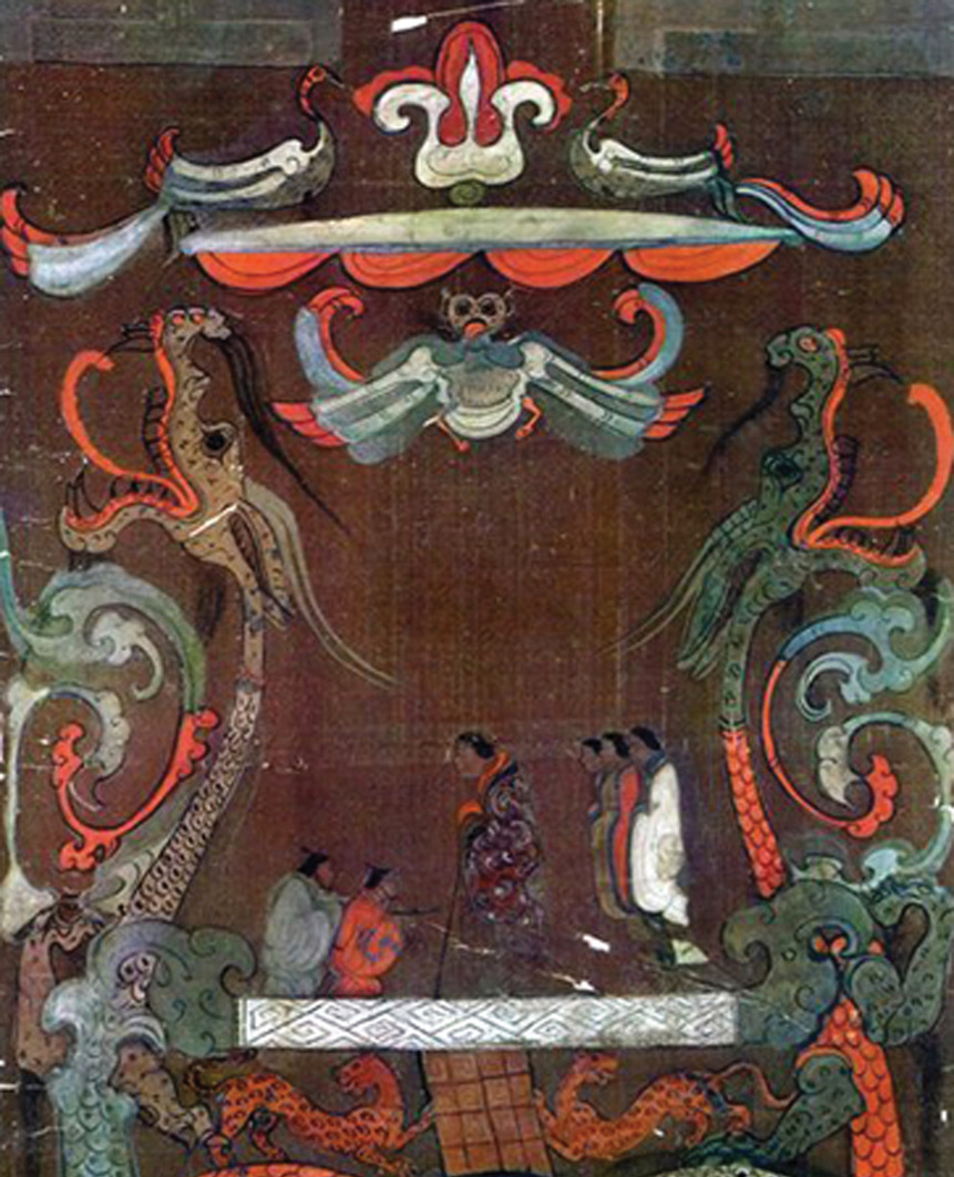 RIGHT Xin Zhui (shown in the centre) was portrayed on her silk tomb banner with her retainers. Although only in her 50s,