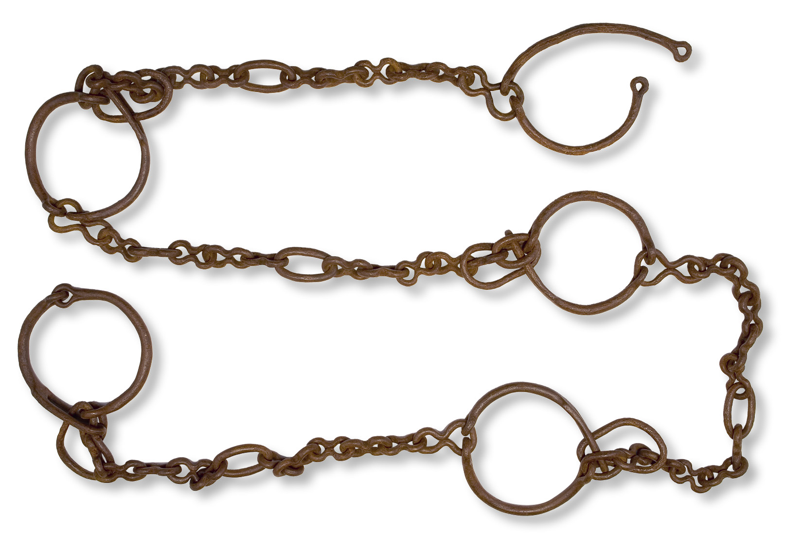 left Dating to around the time of Nero’s reign, this heavy ‘gang chain’ was among the mass of metalwork recovered from Llyn Cerrig Bach in Anglesey (see CA 273). It had been placed in the lake as a votive offering, but would originally have held slaves, convicts, or captives it is included in the exhibition to represent the ubiquity of slavery throughout the Roman Empire.