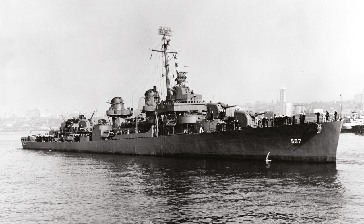 LEFT USS Johnston in Seattle in October 1943, a year before her sinking.