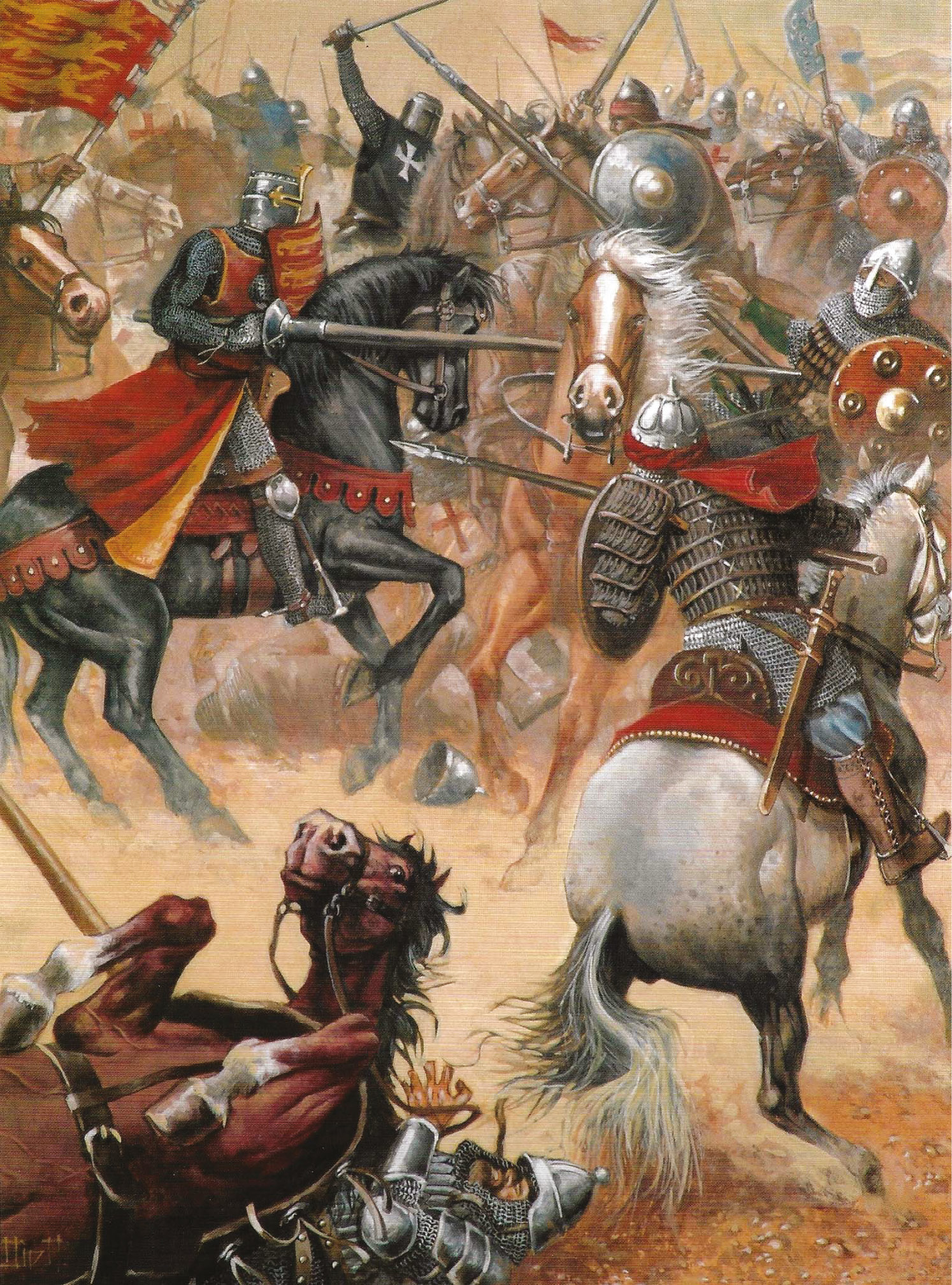 LEFT The Battle of Arsuf (1191). An indecisive Crusader victory, for tactical success was followed by strategic check, as Richard I of England, leader of the Third Crusade, failed to recover Jerusalem.