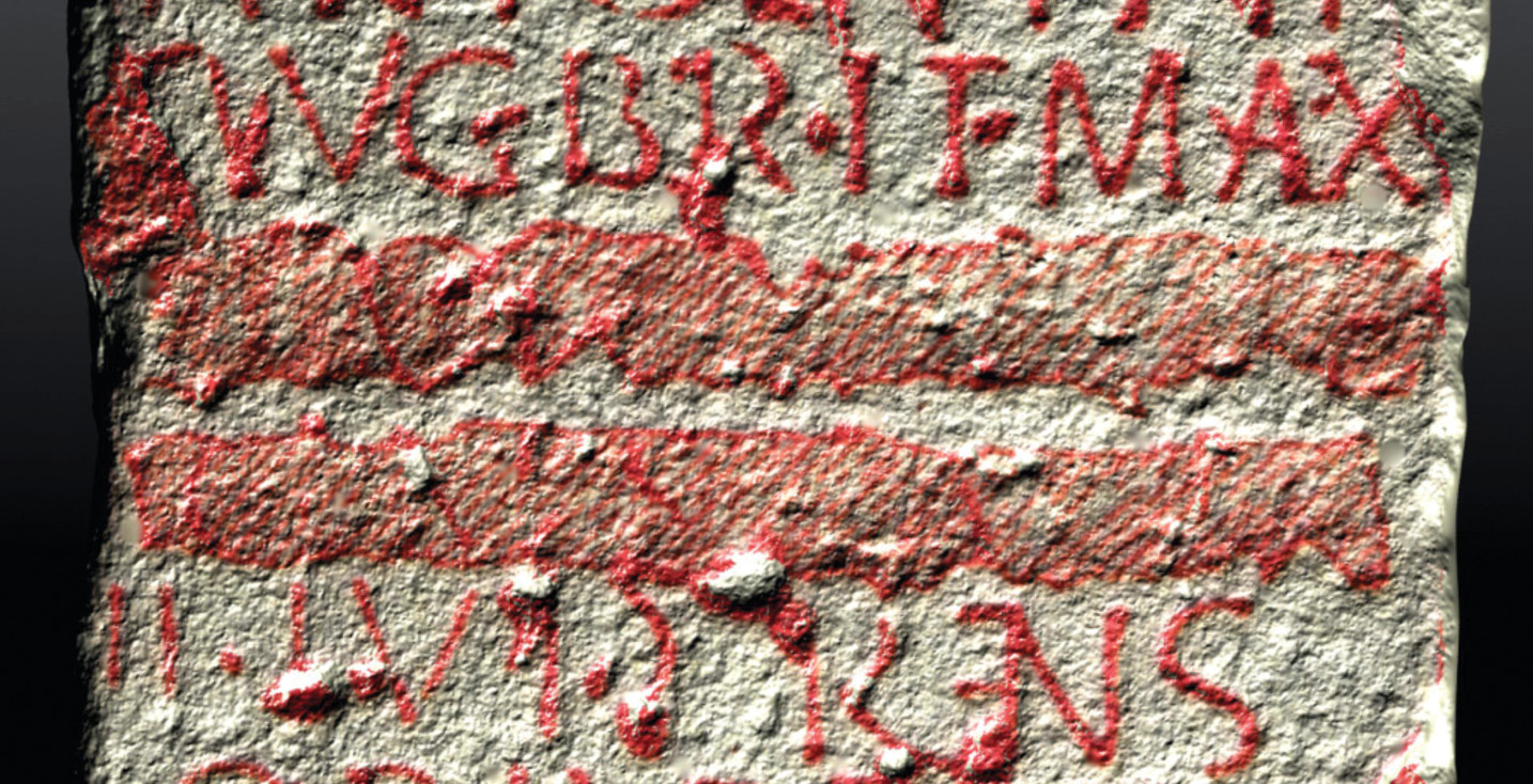left A portion of an altar from South Shields, whose inscription includes the name of the Lugudunienses ‘the inhabitants of Lugudunum’ in the last complete line.