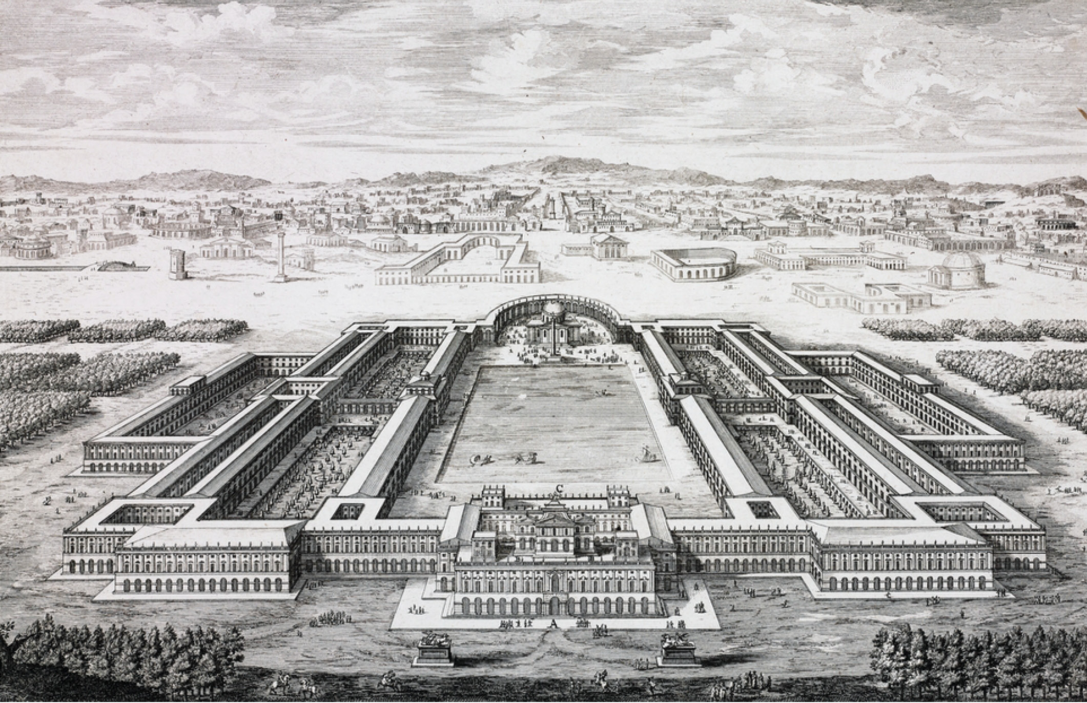 Above Nero’s Domus Aurea, from an engraving by Johann Bernhard Fischer von Erlach, 1725.
