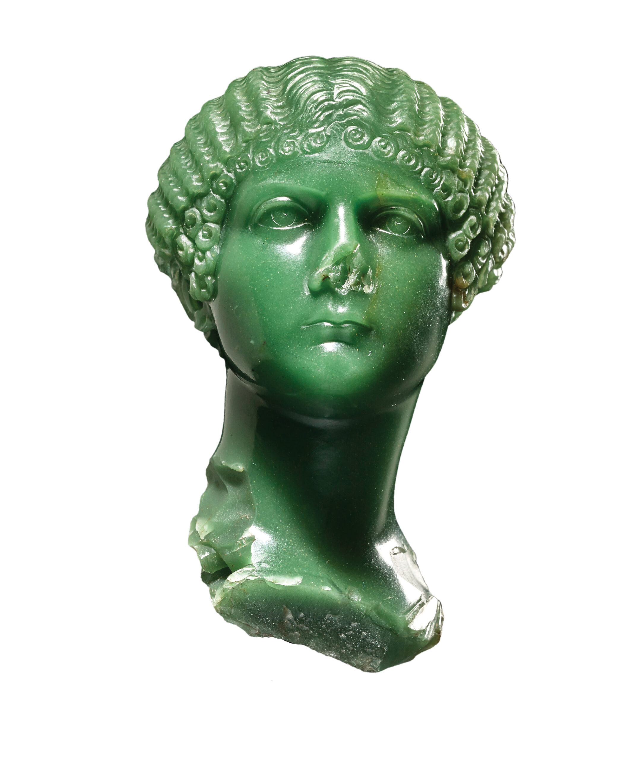 right Miniature portrait of Agrippina the Younger. Chalcedony, AD 37-39. Size: 9cm high