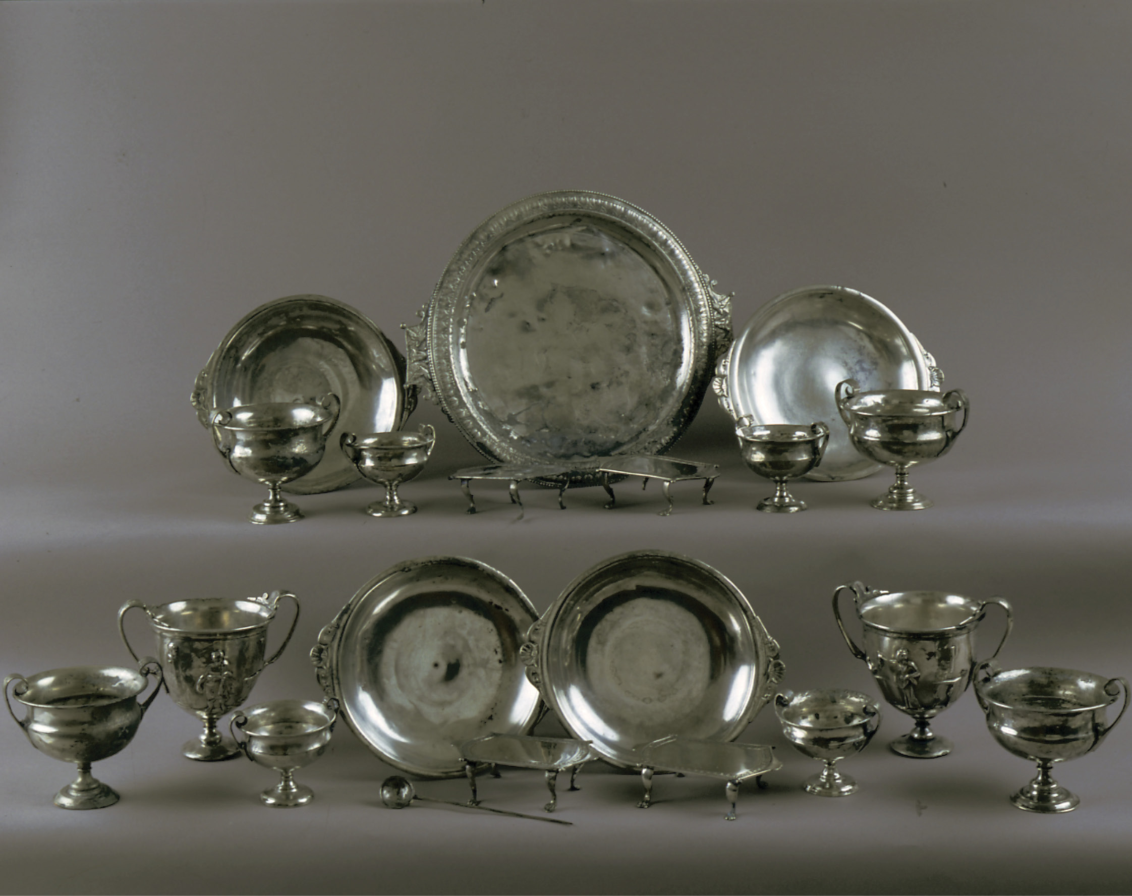 above Silverware discovered at Moregine (Pompeii), Italy. 50 BC-AD 79.