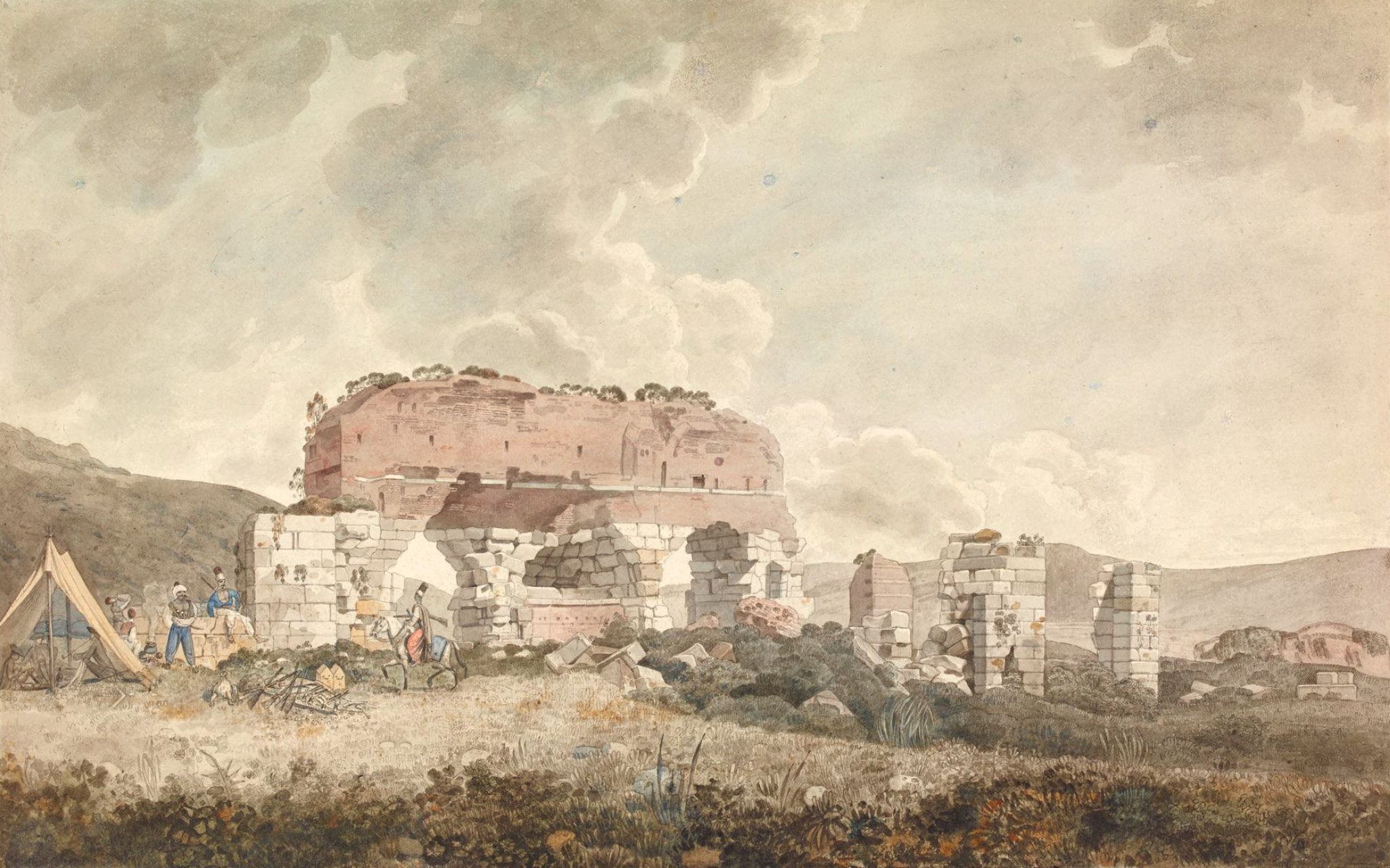 ABOVE Ruins of the east gymnasium at Ephesus, October 1764 and April 1765. Pen and grey ink, watercolour, some gum arabic. Size: 295