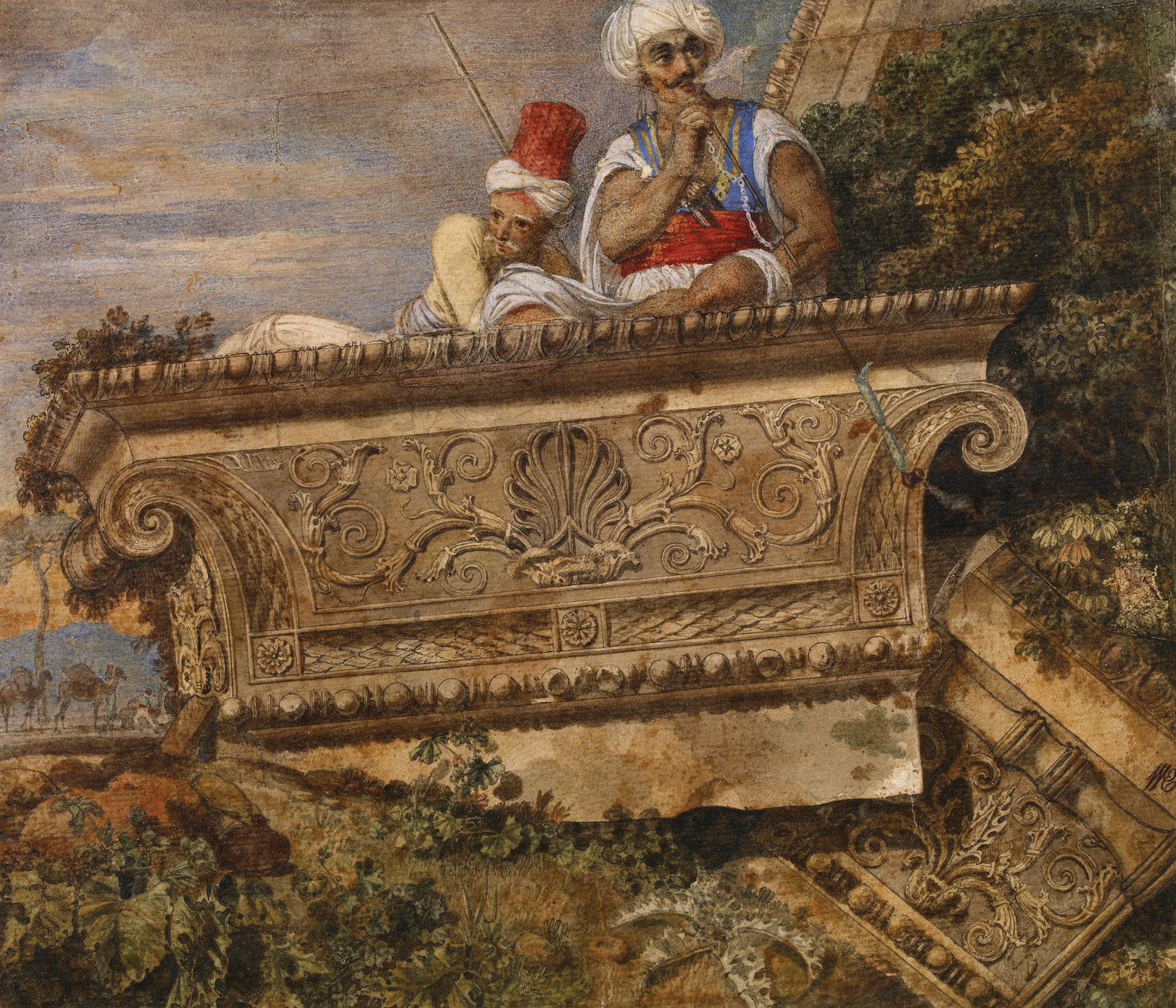 BELOW Capital of one of the antae from the temple of Apollo at Didyma, October 1765. Watercolour and body colour, with some pen and grey ink; made up of several small pieces of paper stuck together. Size: 180 x