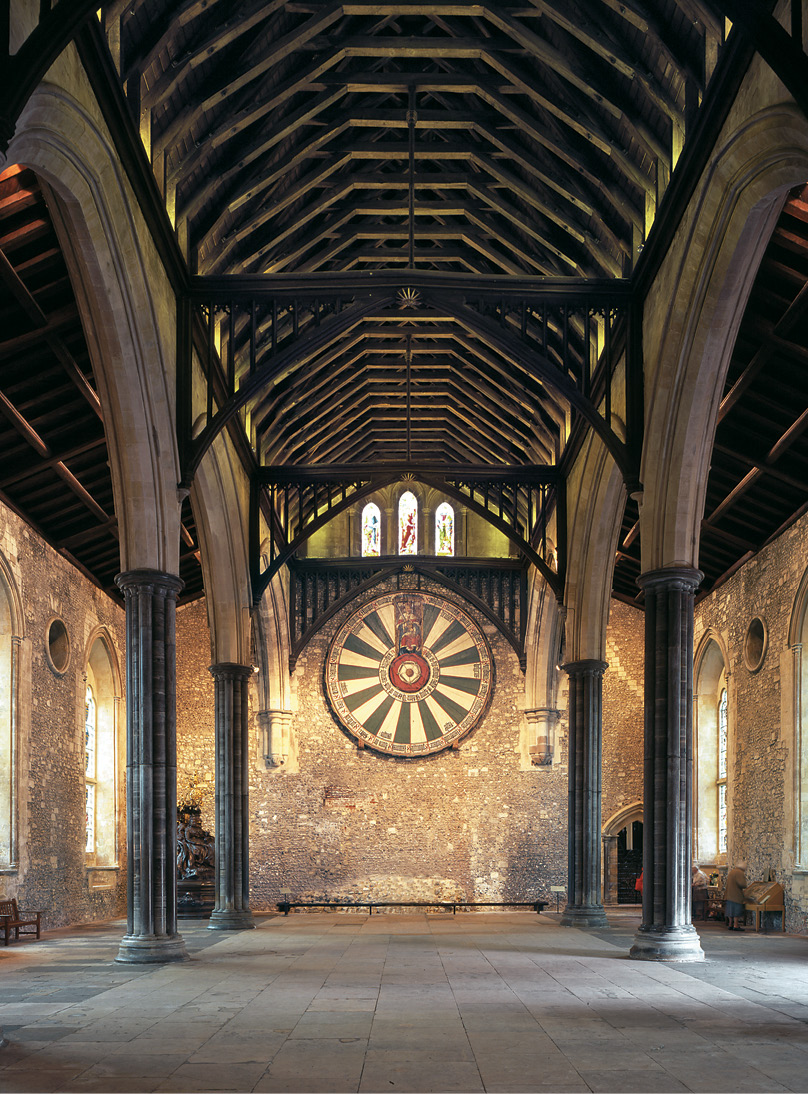 right The Great Hall at Winchester, built 1222-1236, is a fine example of the communal hall. The symbolic importance of the hall, representing society in microcosm, explains its longevity as an architectural form, which survives today in some public schools and collegiate universities.