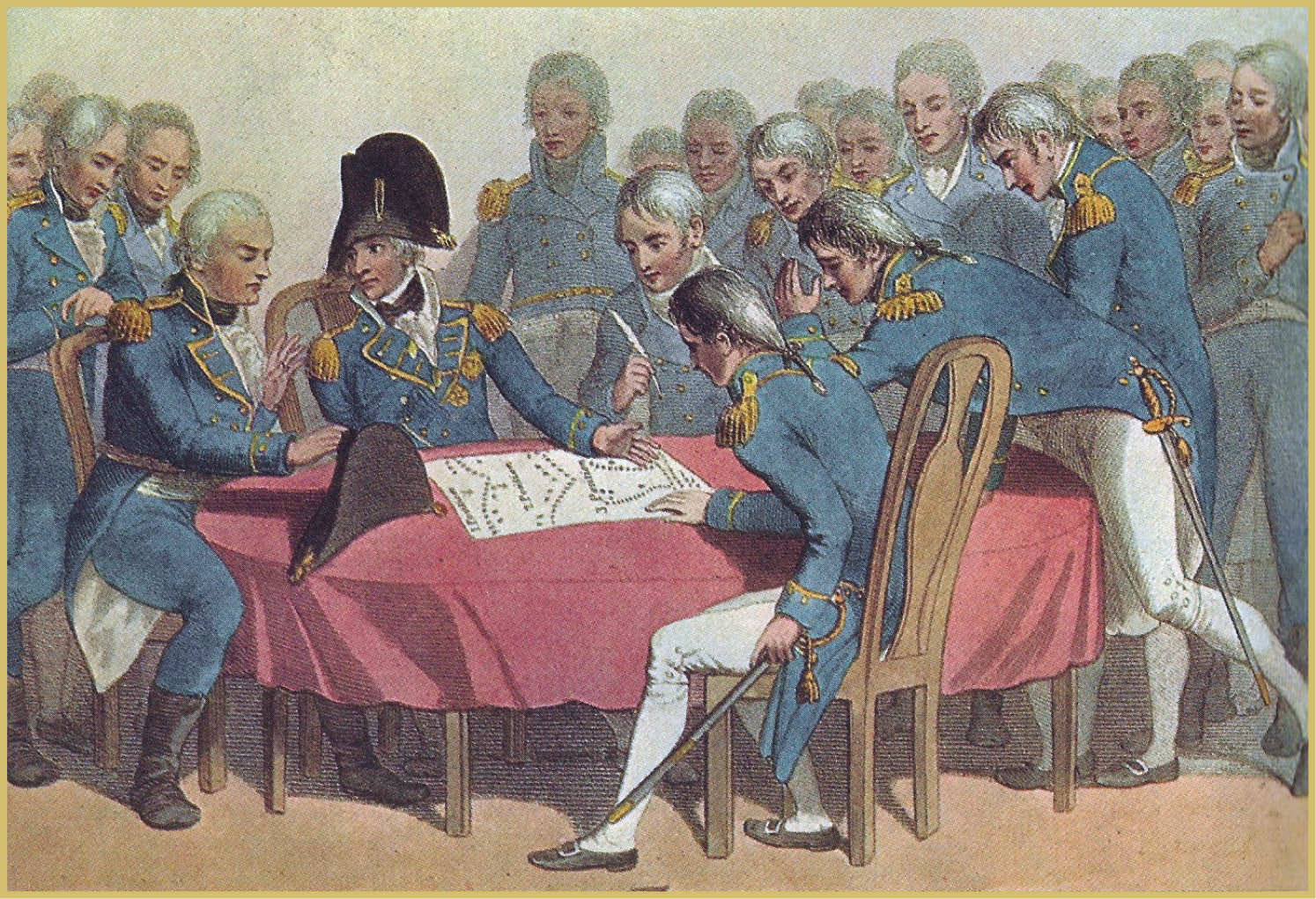 RIGHT Nelson depicted explaining his plan to his ‘band of brothers’.