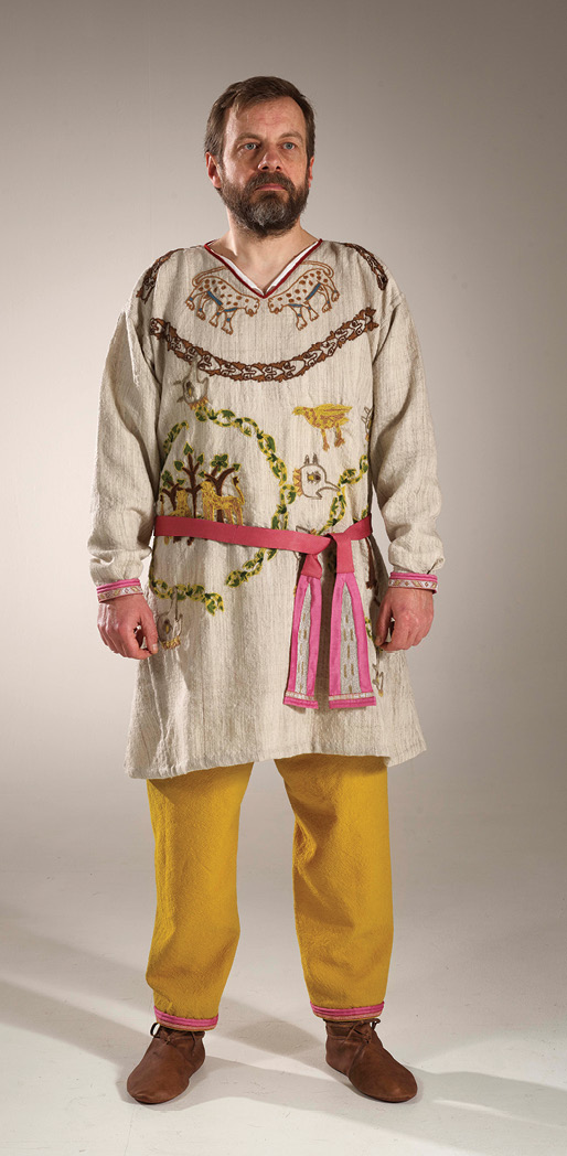 BELOW The second part of the project produced a complete male (LEFT) and female (RIGHT) outfit, based on textiles from two high-status Viking Age graves in Denmark.