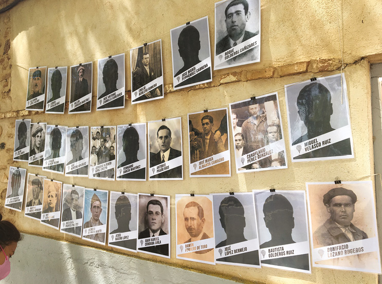 RIGHT The faces of the missing all victims of the Franco regime that were the focus of the excavation.
