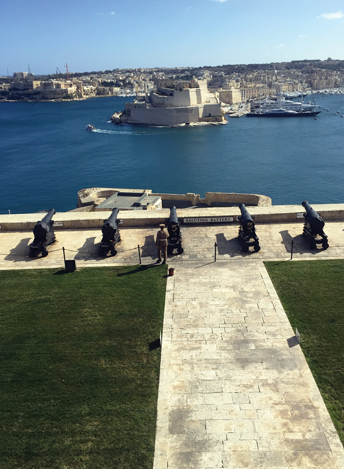 far left The Mediterranean island has a very ‘English’ element with its Victorian cannons. left The spectacular interior of St John’s, the Knights’ church, in Valletta.