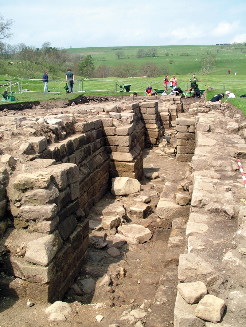 Below A detail view of the Roman granaries at Vindolanda, with their heavily buttressed walls.