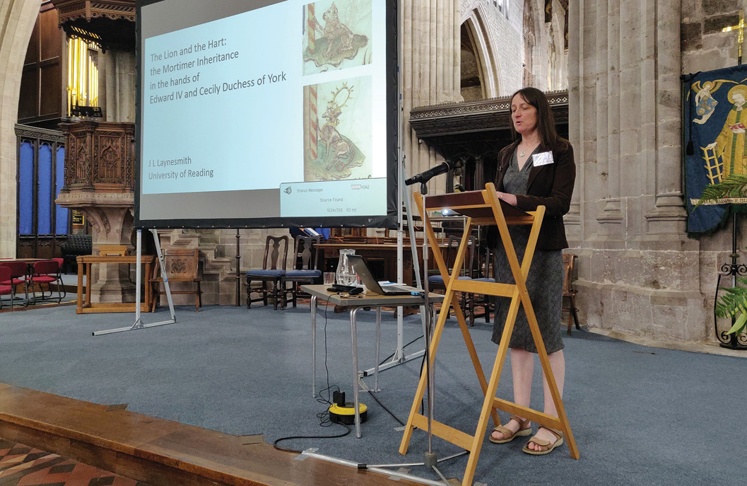 BELOW Dr Joanna Laynesmith speaking at a conference at St Laurence’s Church, Ludlow, attended by over 200 people. Founded in 2009, the MHS is one of the most dynamic and fastest growing societies for people interested in medieval history, with more than 450 people joining in the last four years.