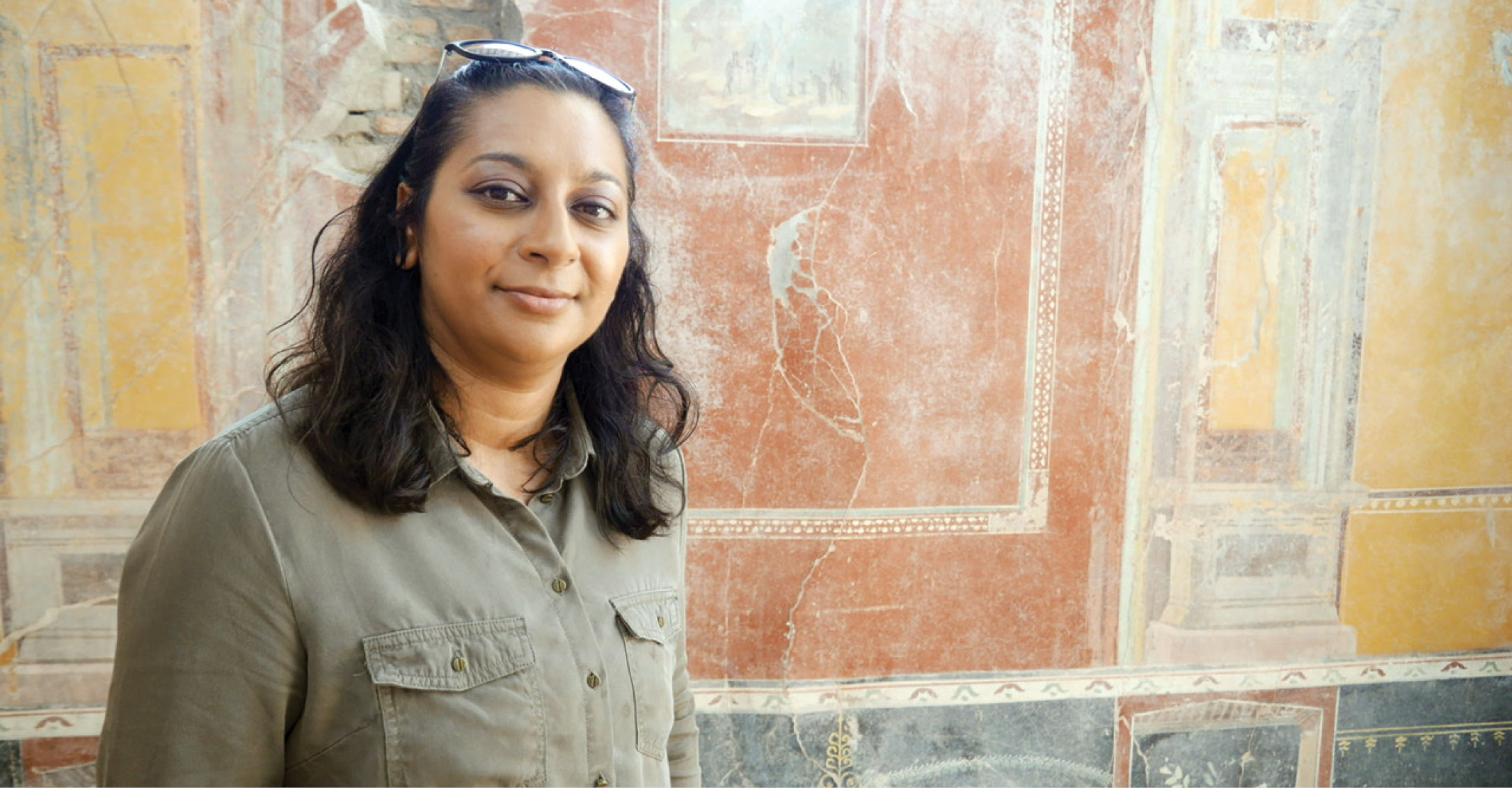 above While visiting Pompeii, Raksha asked the former director if he was ever tempted to return to a trench. Both agreed: the urge for trowel time never leaves you.