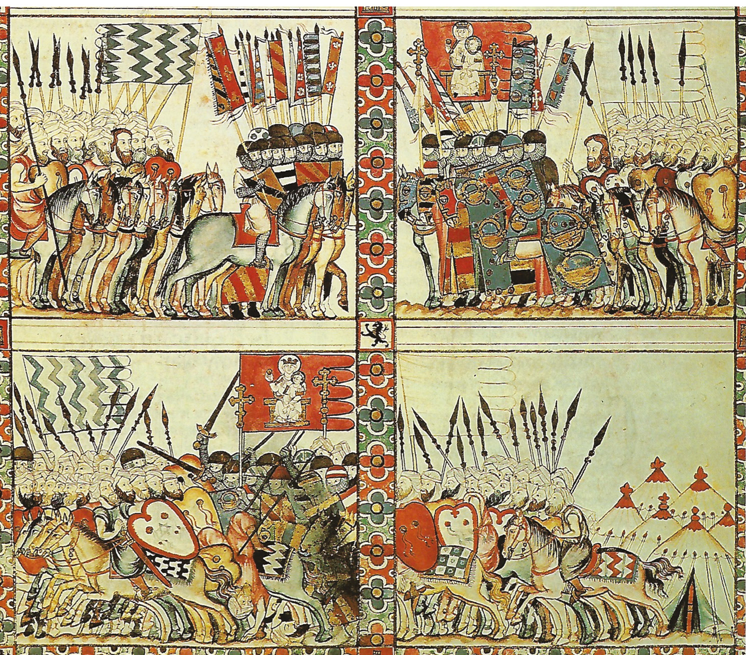 below This 11th-century illustration of fighting between Christians and Moors in Spain appears to depict a battle in which armoured knights were surrounded by more mobile light cavalry as seems to have happened at the Battle of Cerami.