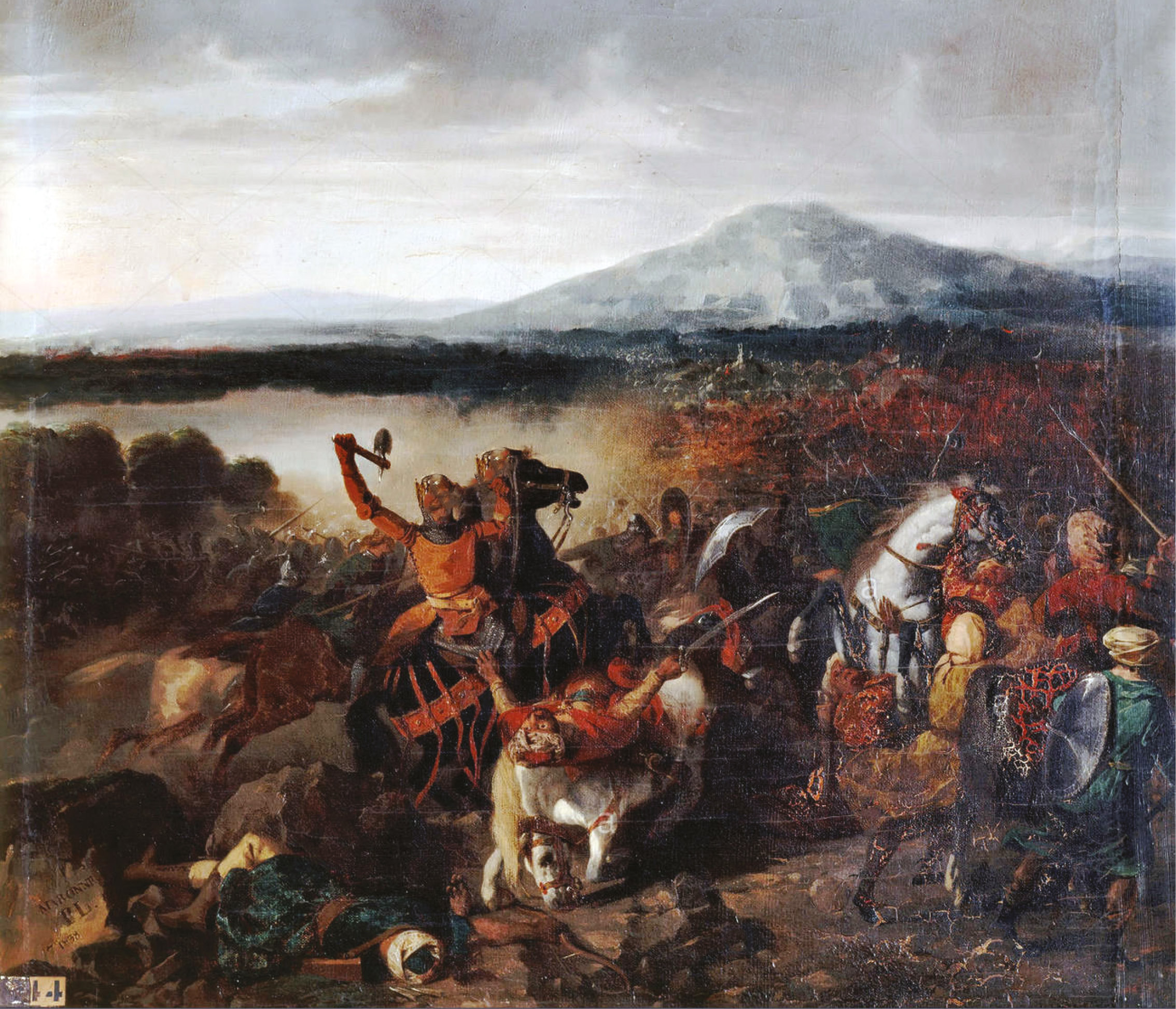 above This romanticised 19th-century reconstruction of the battle by Prosper Lafaye depicts the moment when Count Roger cut down the Zirid commander Arcadius. right Roger II is crowned by Christ on a mosaic in the Martorana Church in Palermo. The successor to Count Roger, his reign marked the beginning of an extraordinary flowering of Norman civilisation in Sicily during the 12th century.