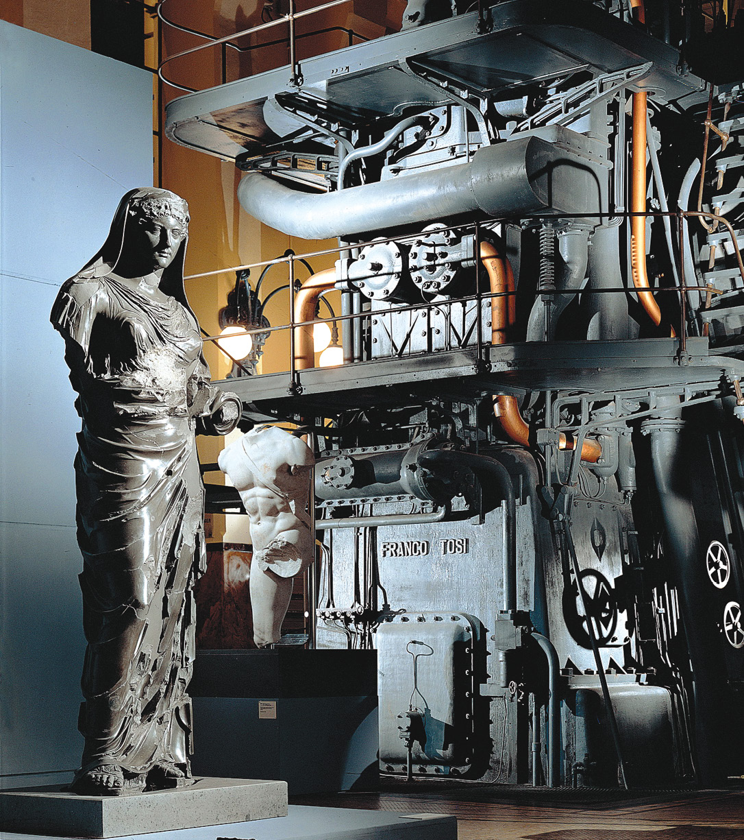 RIGHT Ancient sculpture on display among the defunct machinery of the Centrale Montemartini.