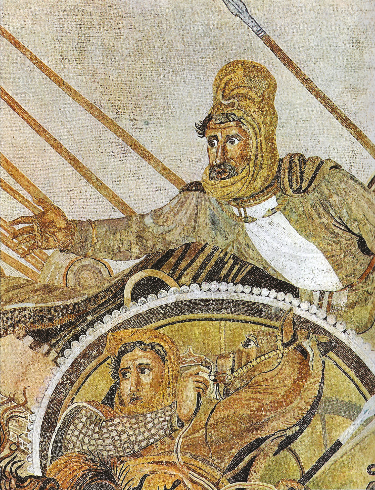 RIGHT Darius, the Persian King of Kings, as depicted on the Alexander Mosaic a pejorative, orientalist caricature.