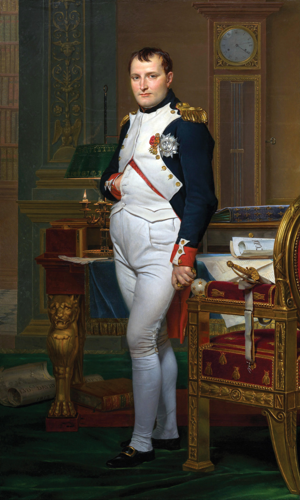 left Jacques-Louis David, The Emperor Napoleon in His Study at the Tuileries. Oil on canvas, 1812.