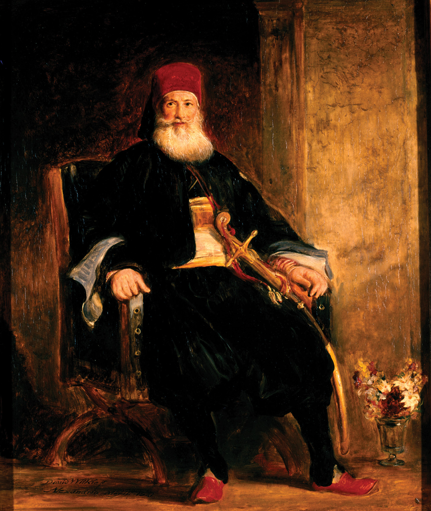 left Muhammad Ali, Pasha of Egypt, in an 1841 painting by David Wilkie.