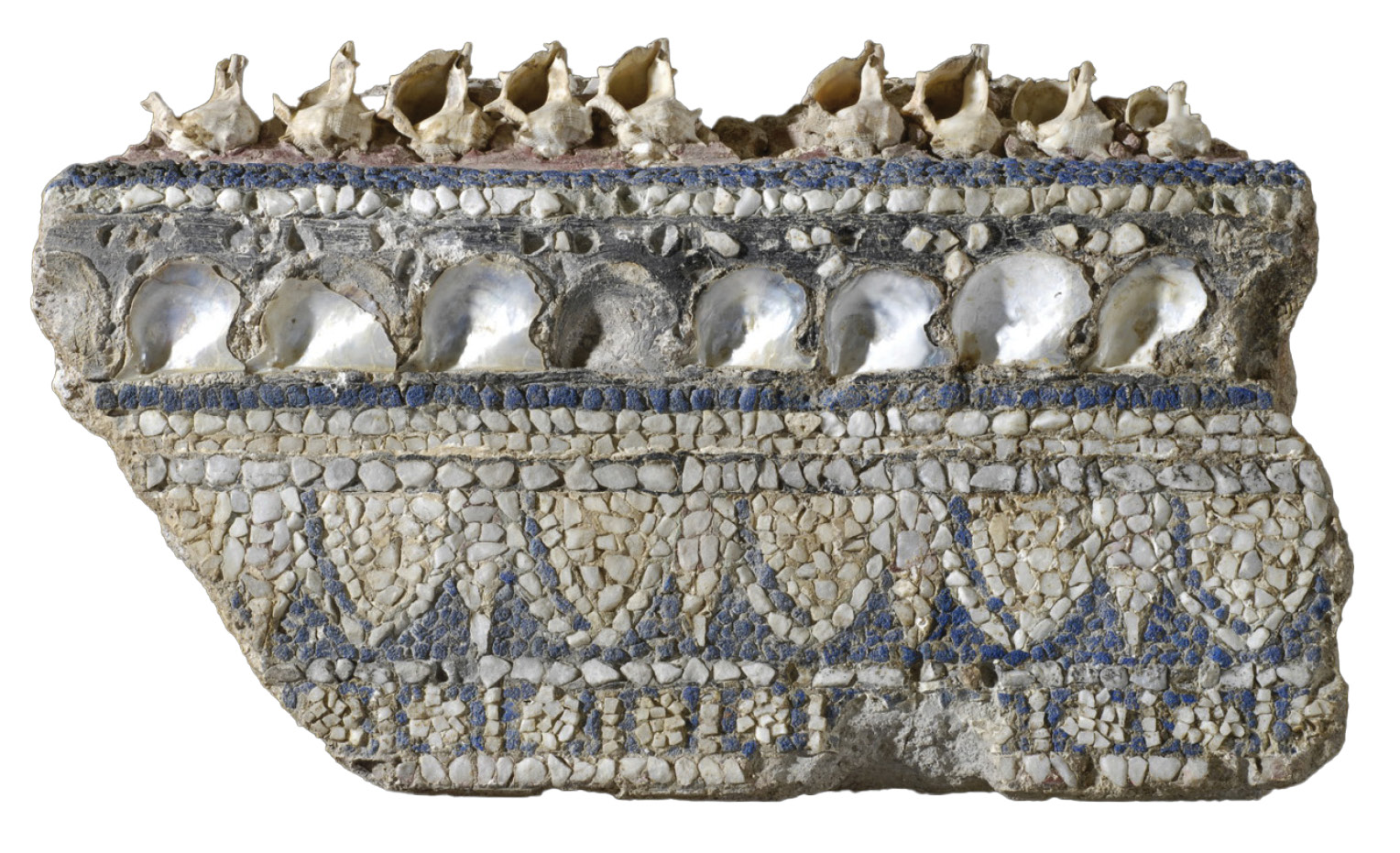 RIGHT Wall-mosaic with sea shells and glass and marble tesserae, found during work to open the Via dell’Impero. Mid 1st century AD.