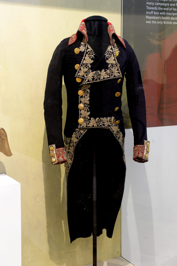 The tunic worn by Napoleon Bonaparte at Marengo in 1800. Image: Fusilier Museum.