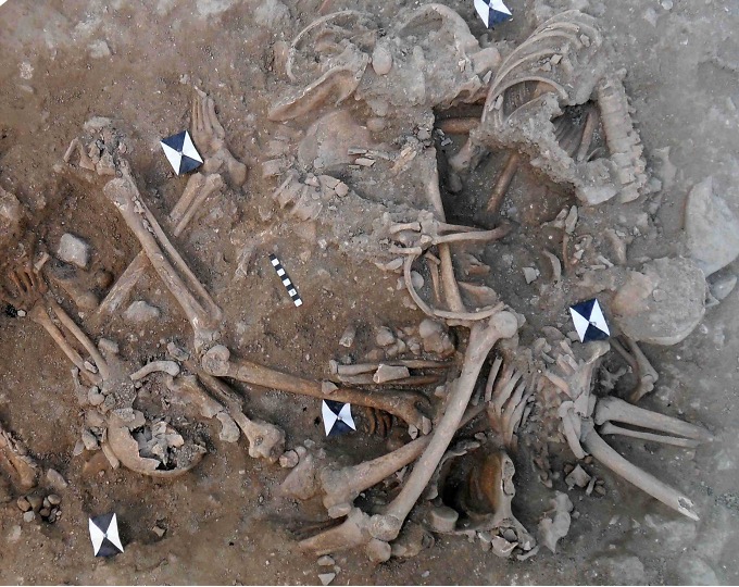 Excavations at Sidon Castle, Lebanon revealed two mass grave deposits containing partially articulated and disarticulated human skeletal remains. Image: Claude Doumet-Serhal.