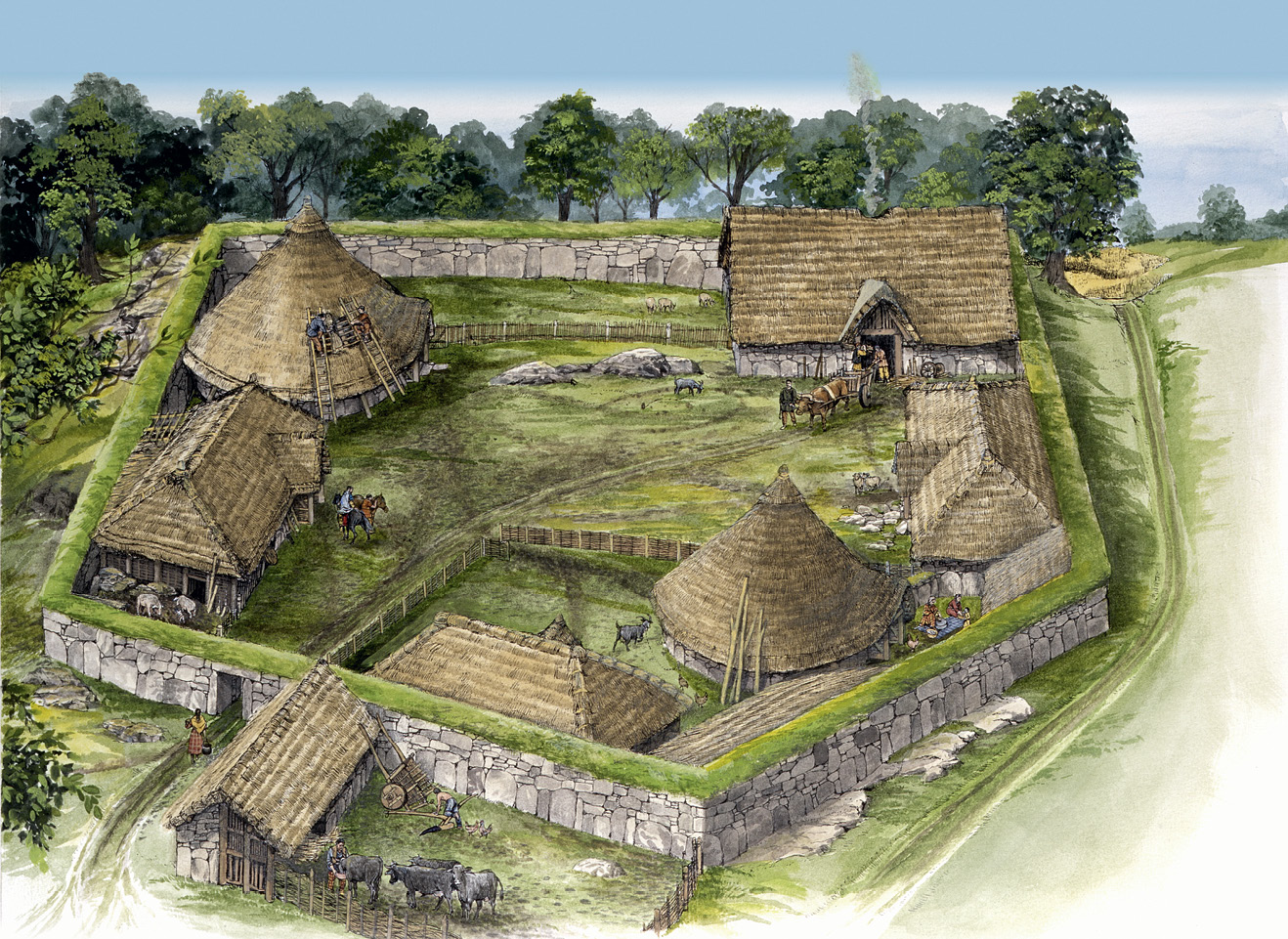 left How disruptive was the Roman conquest of Anglesey to everyday life? The settlement at Din Lligwy, near Moelfre, survived into the Roman period. A smithy within the settlement occupied a rectangular workshop (below).