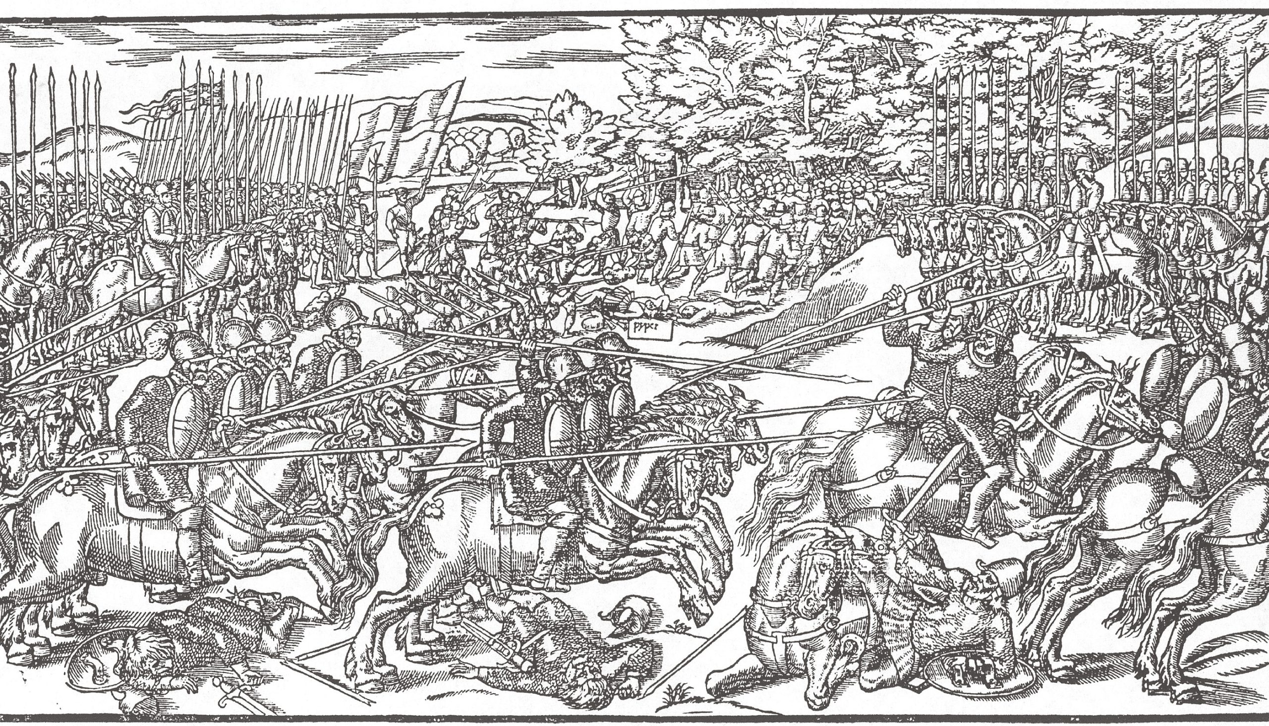 BELOW Battle between Irish and English Tudor forces, as depicted in John Derricke’s The Image of Irelande in 1581.
