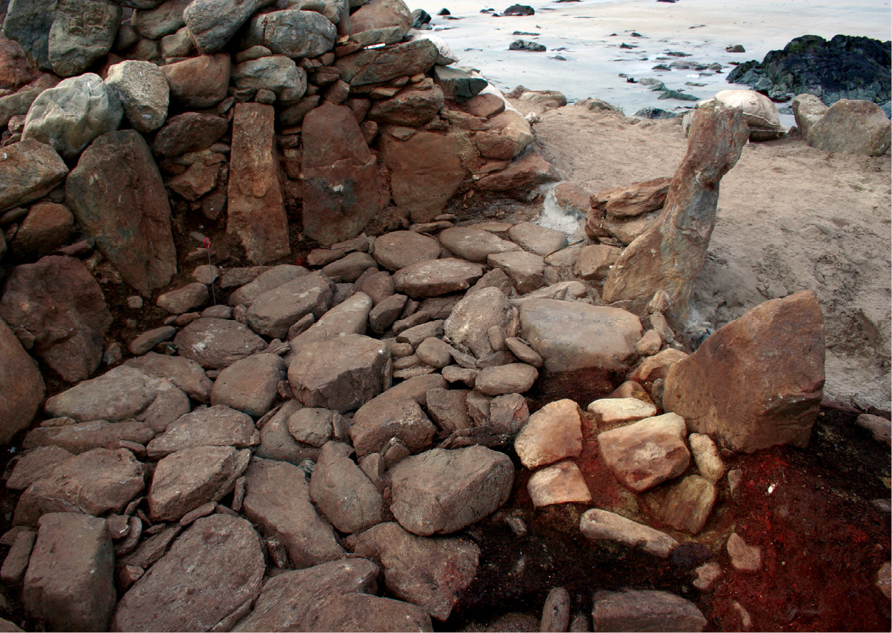 BELOW One of the stone rooms discovered in the prehistoric structure at Sandwick.