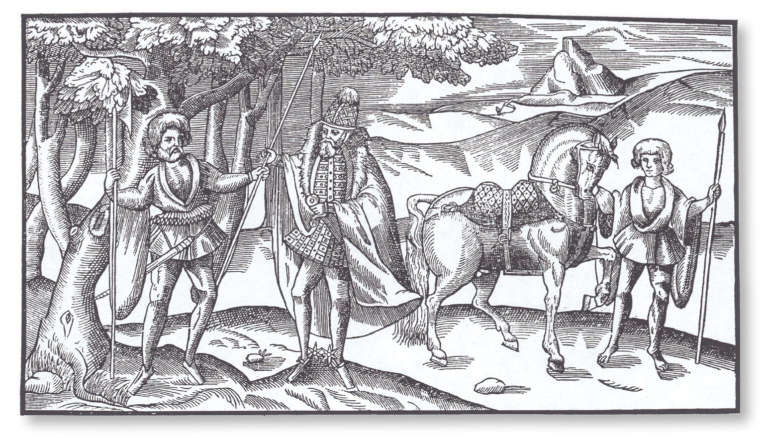 ABOVE An Irish chieftain prepares to set out on a cattle raid. Note the stylish Renaissance dress. The Irish Gaelic elite aped the manners of their European peers.