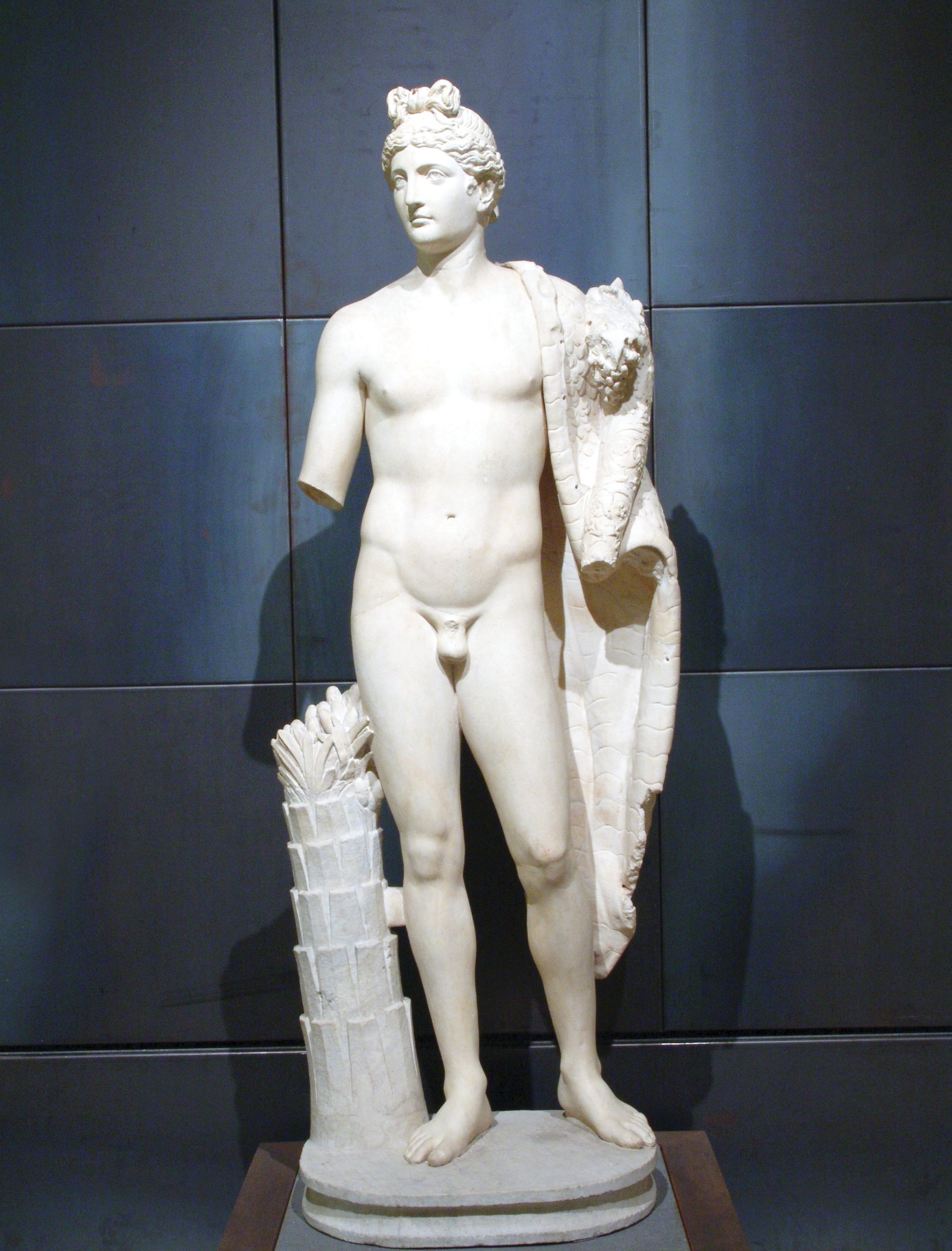 below Marble sculpture of the genius (guardian or protective spirit) of Domitian. Rome, AD 81-96. Size: 180cm x 72cm
