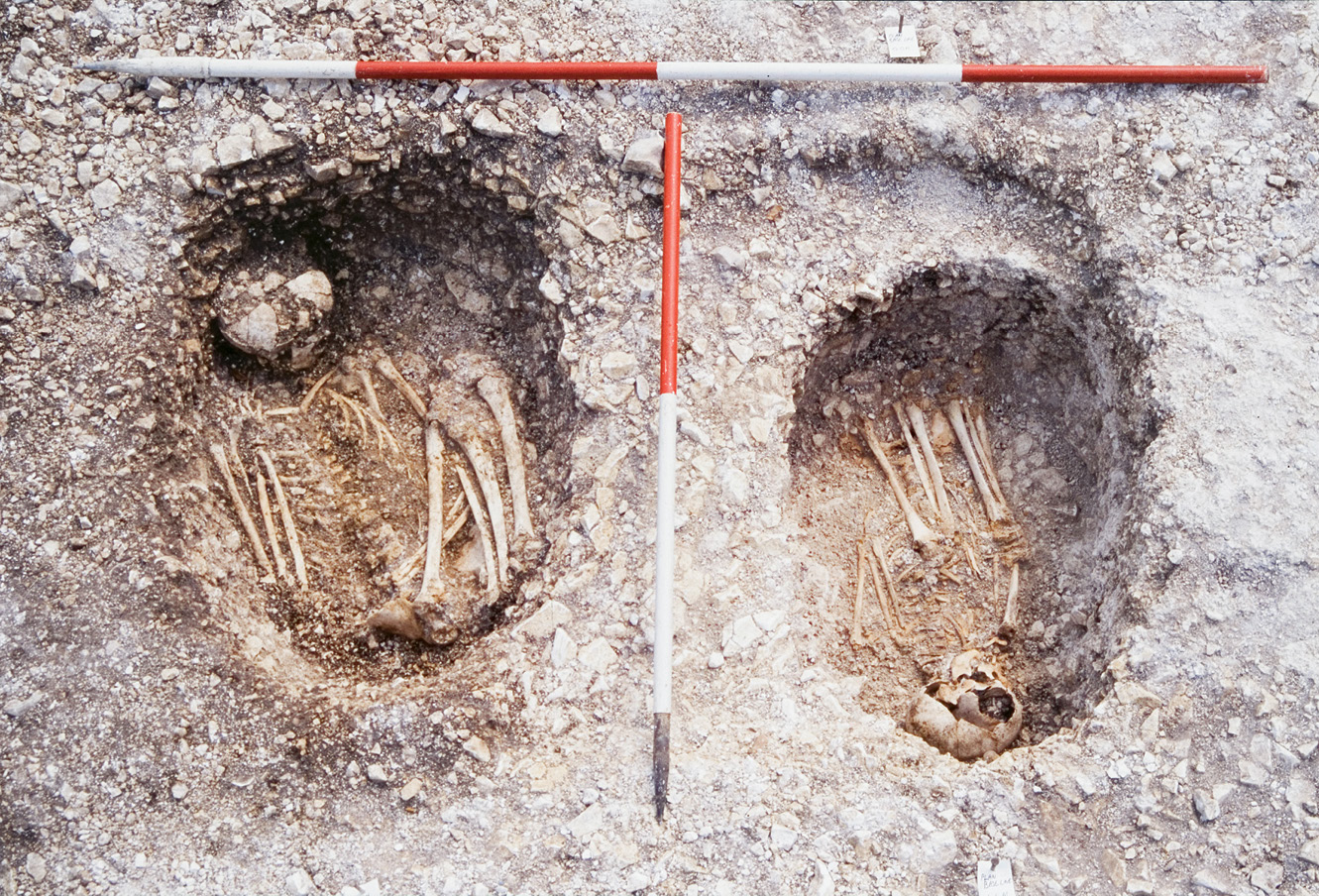 ABOVE The secondary burials F4 and F5 were positioned within the secondary ditch terminal. F4 was an adolescent, while F5 was either a child or an adolescent.