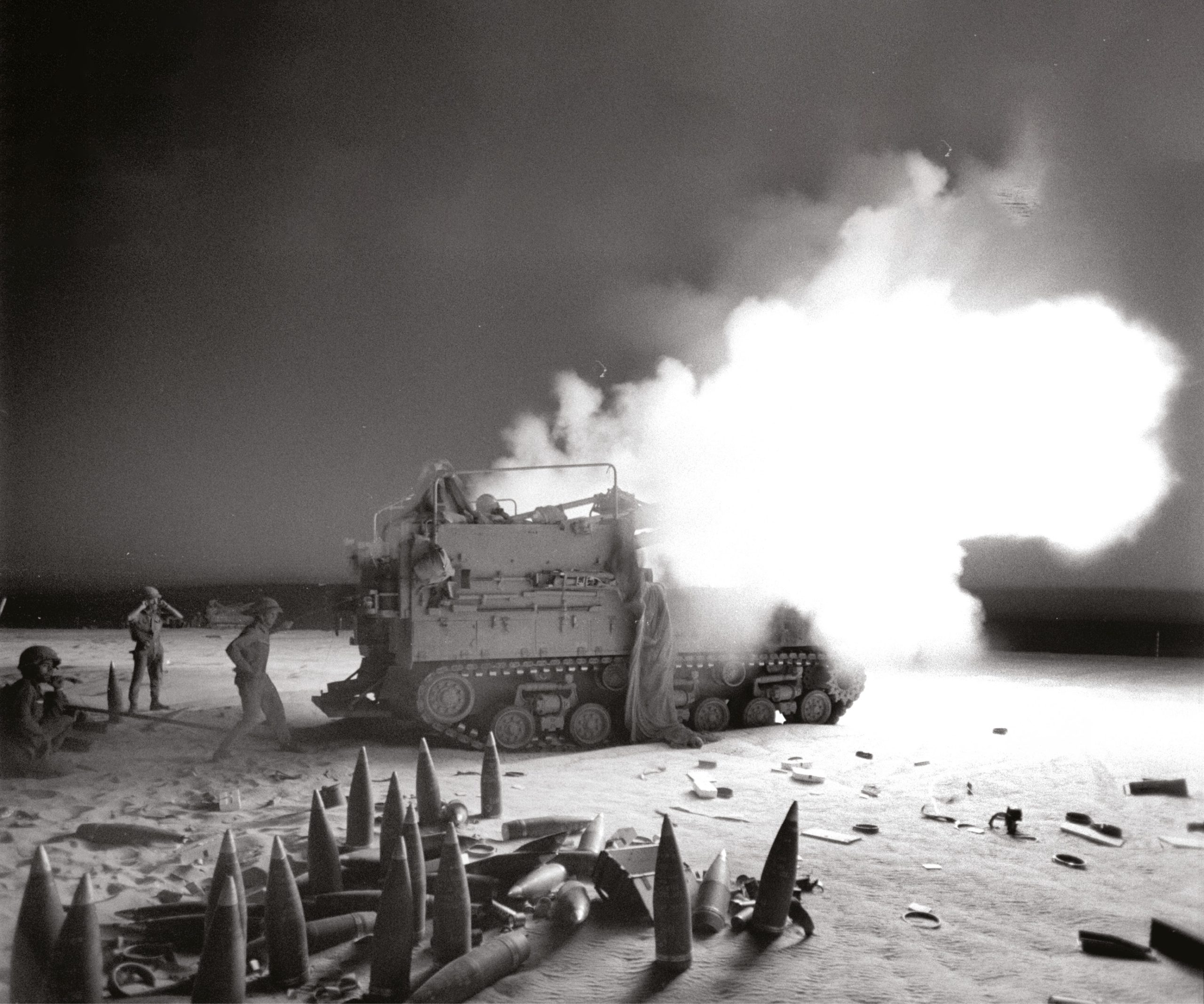 ABOVE Israeli shelling during the Yom Kippur War of October 1973. The initial Egyptian attack had left the Israeli high command in ‘a state of shock’.