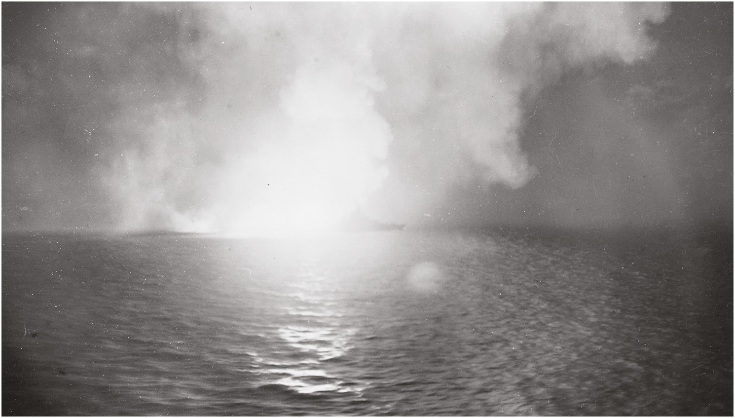 BELOW The USS West Virginia firing on the Japanese fleet at the Battle of Leyte Gulf in October 1944. In the last year of the war, US naval power was over- whelming, facilitating the ‘return’ to the Philippines and the recovery of successive Japanese-occupied islands in the Western Pacific.