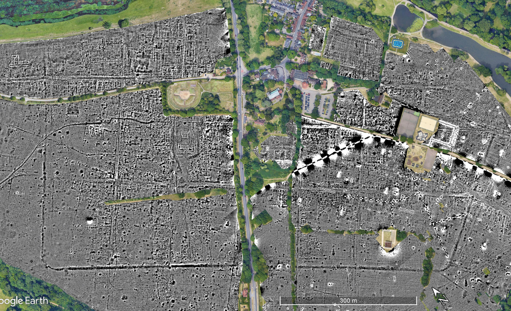 ABOVE The Roman City of Verulamium revealed. Note the dark line of the defensive ditch we traced, dug not long after the first city was sacked by Queen Boudicca.