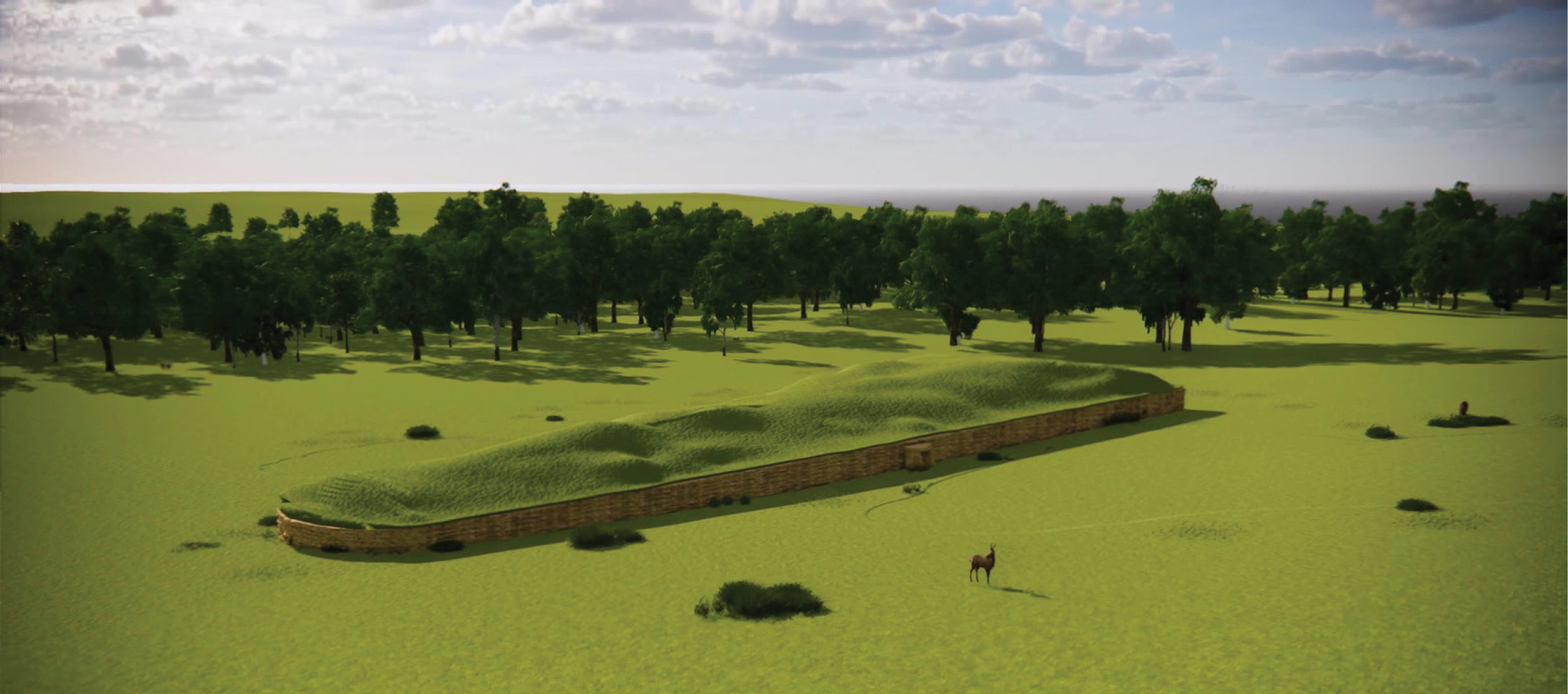 ABOVE This image shows how Hazleton North long cairn might have looked during the early Neolithic period. Image: courtesy of Corinium Museum, copyright Cotswold District Council
