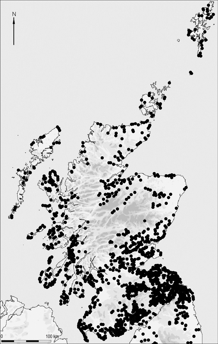 right Distribution of forts across Scotland and northern England.