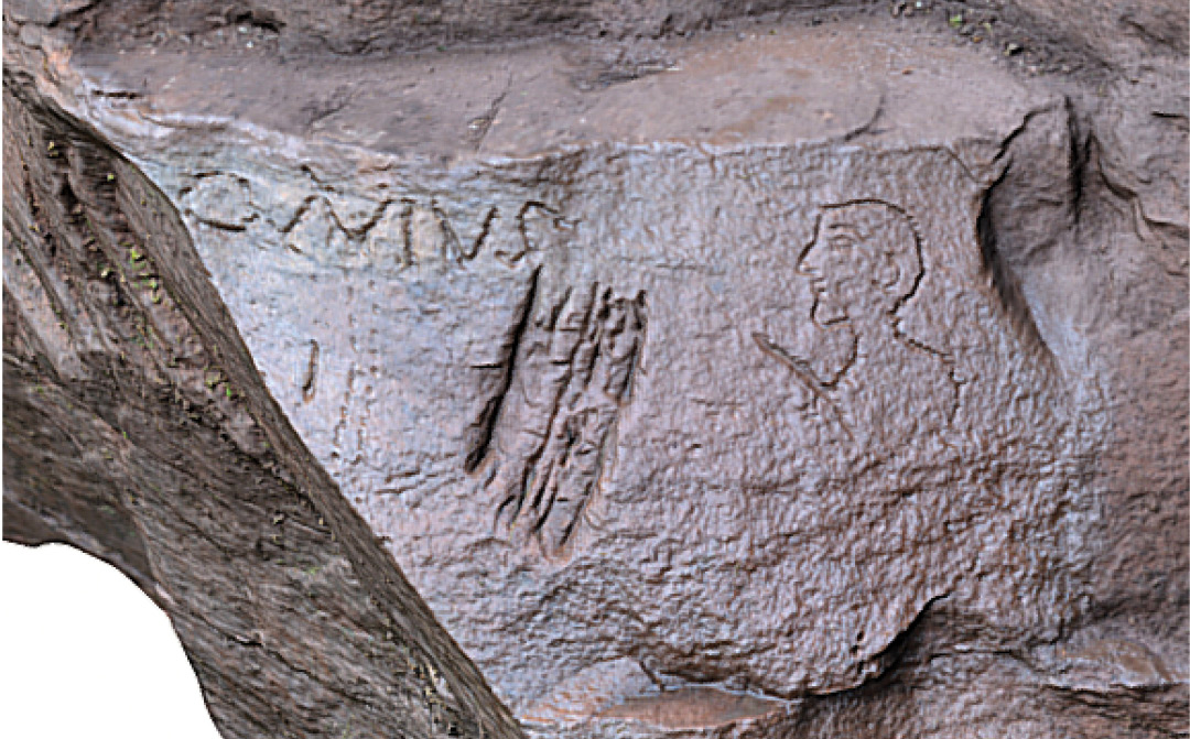 above Preserved in almost pristine condition, this bust is accompanied by an inscription that might spell the end of its subject’s name. right Recording inscriptions far above the river.