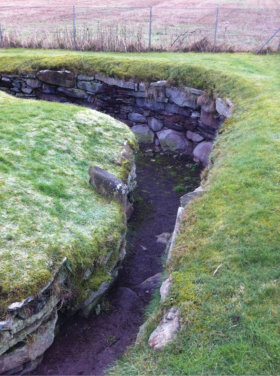 right The remains of Tealing souterrain in Angus. Souterrains are stone- or timber-lined underground passages, often originally accessed via the interior of a roundhouse.