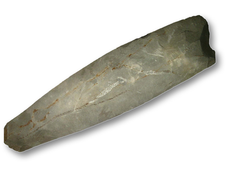 below Neolithic know-how: early stone prospectors were so skilled that they could locate outcrops of fine-grained greenstone suitable for making polished axes such as this example, below from rocky outcrops in the Lake District’s Langdale Valley.